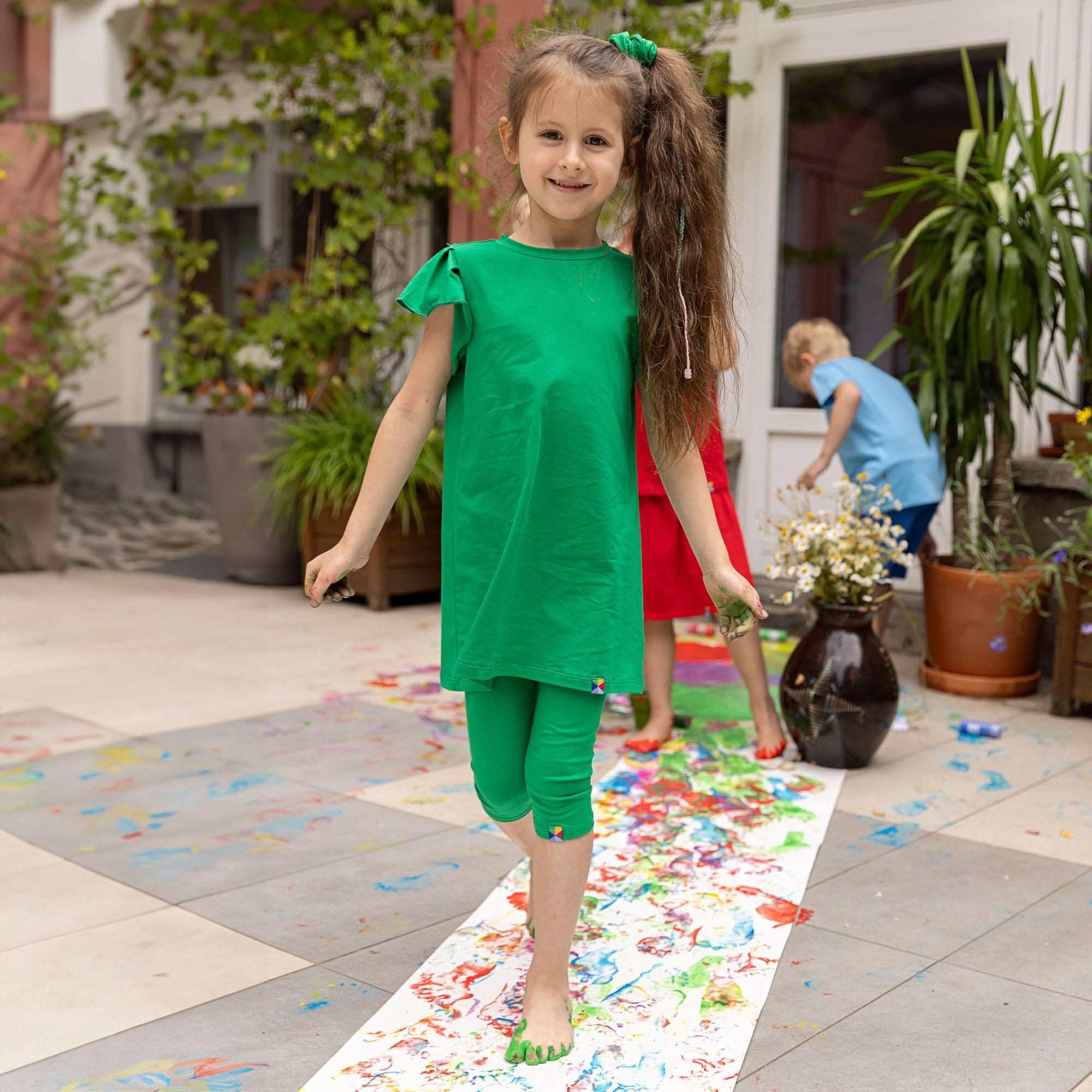 Green short butterfly sleeve tunic