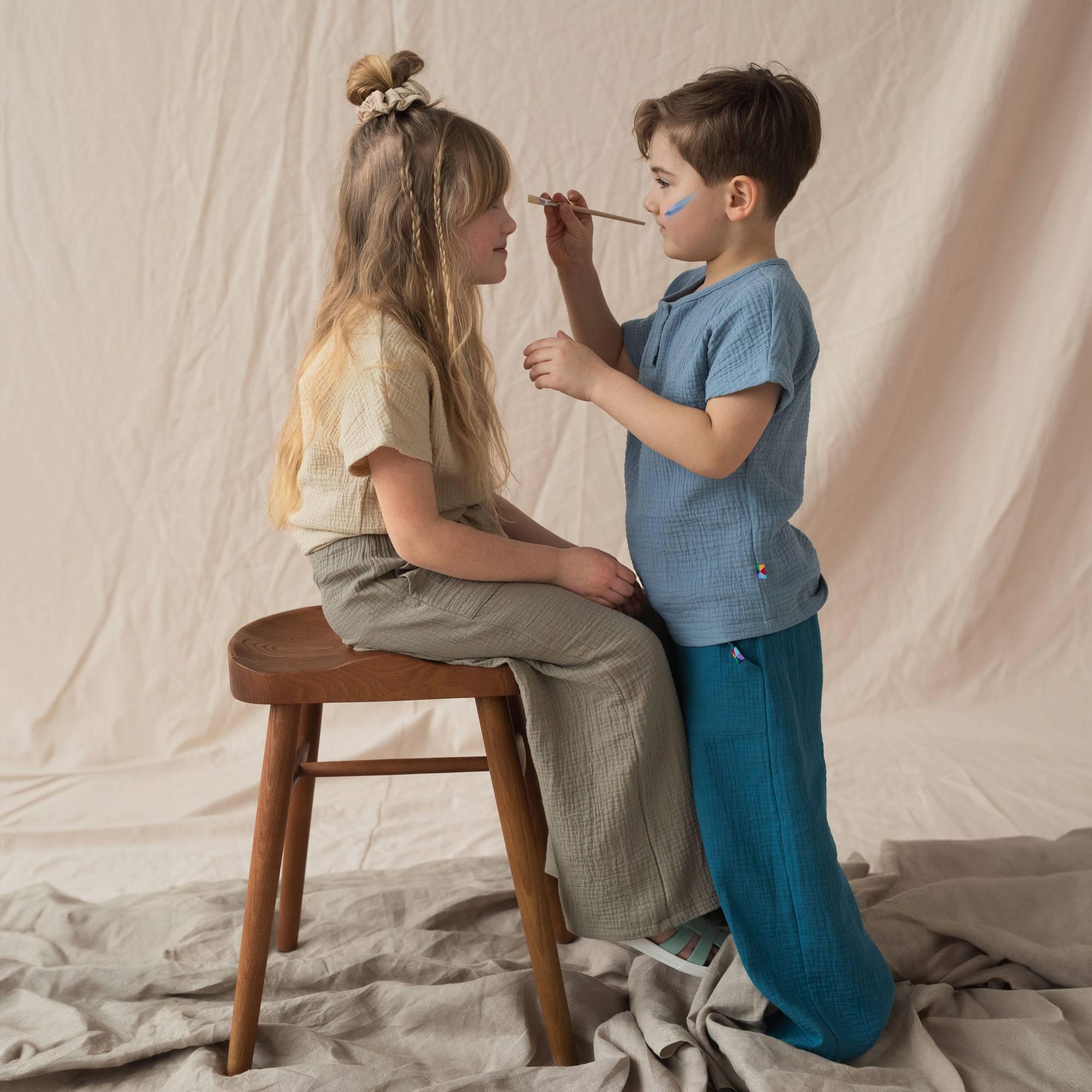 Beige muslin tied blouse