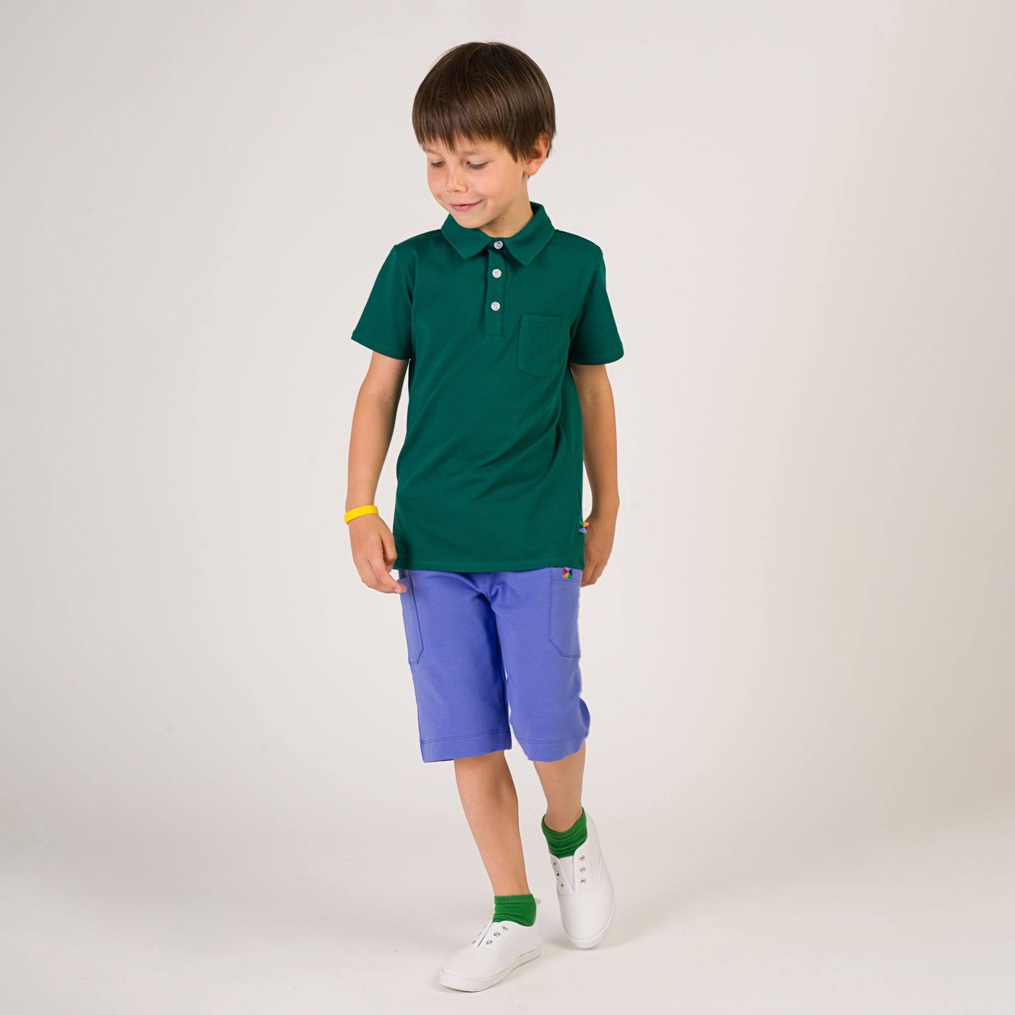 Bottle-green polo T-shirt