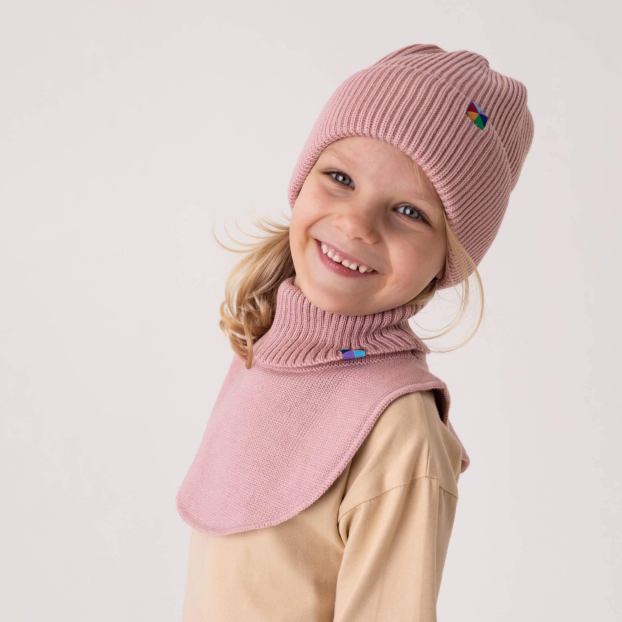 Pastel pink merino wool neck warmer kids