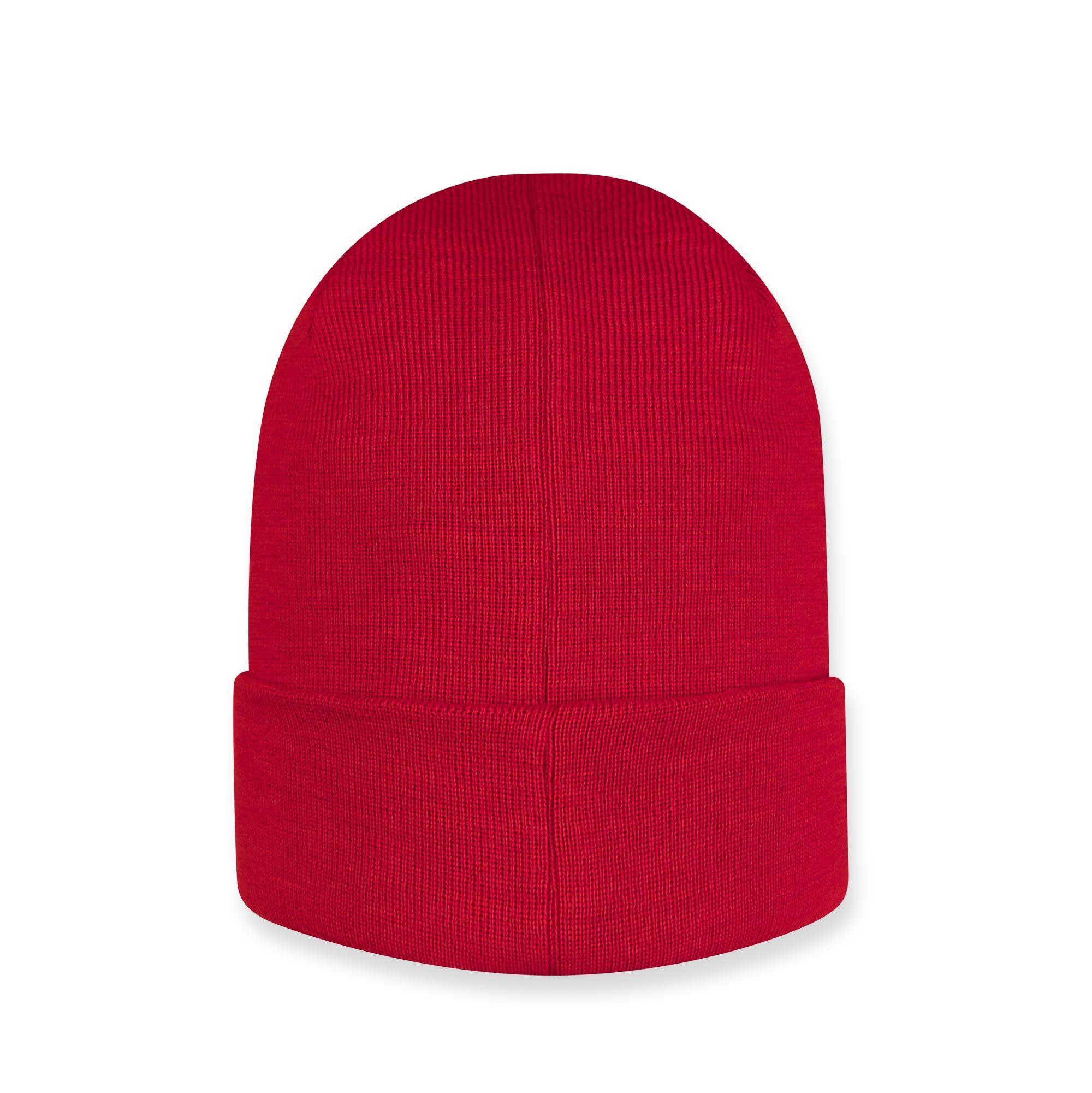 Red fine knit merino wool cap kids