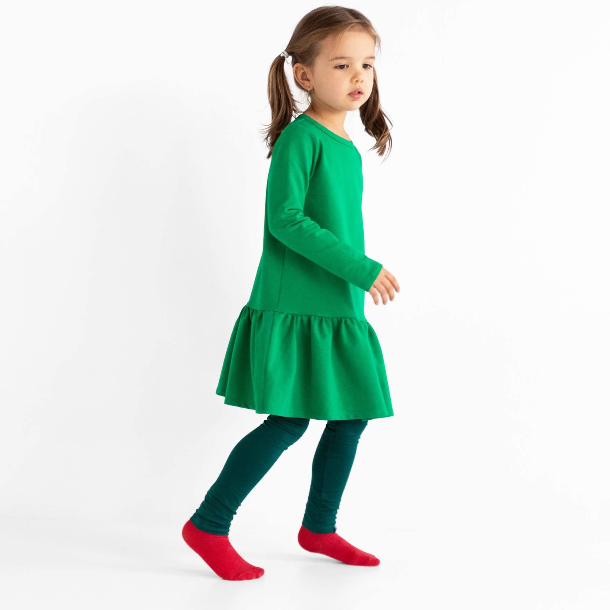 Green flared sweatshirt dress