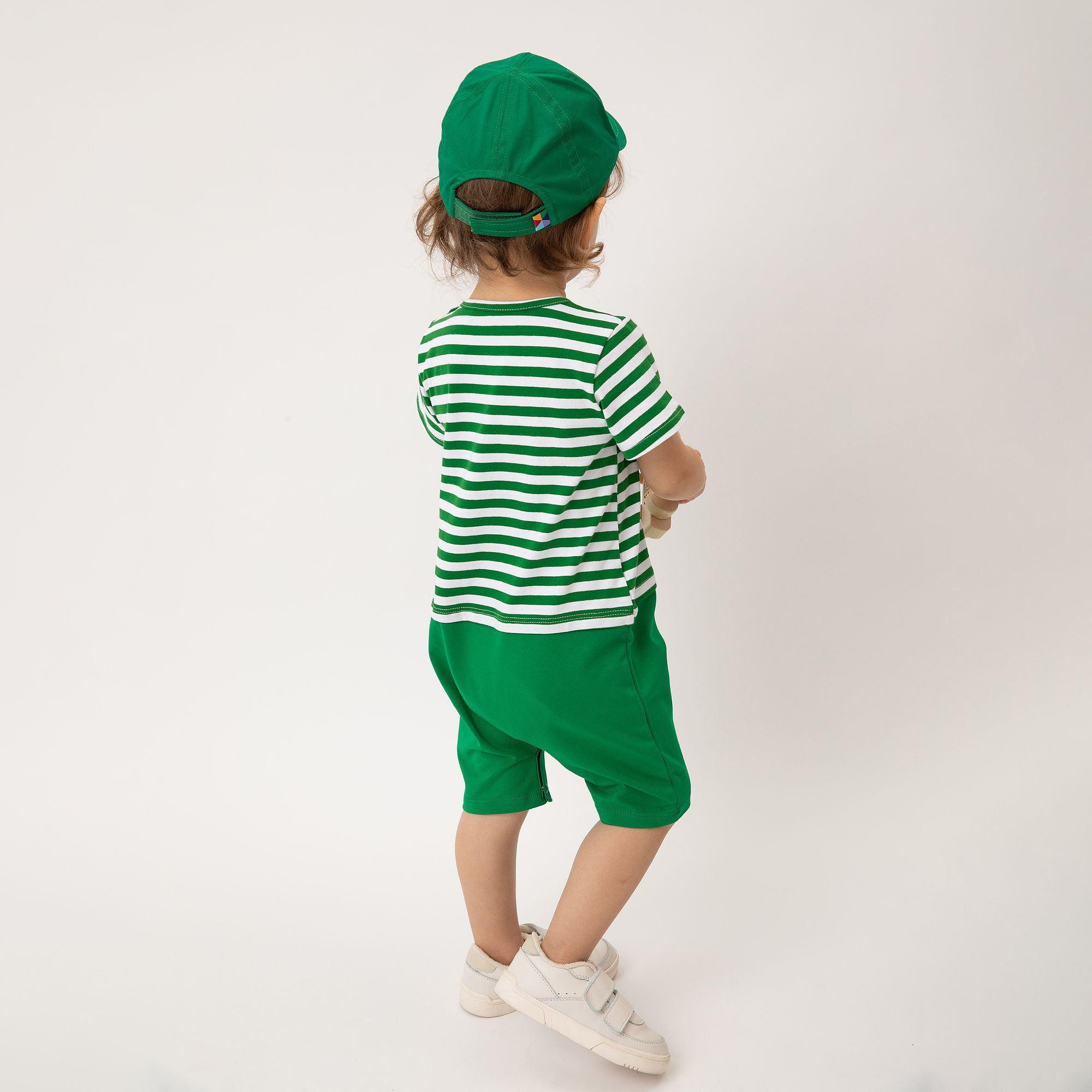 Green stripes striped short sleeve romper Baby