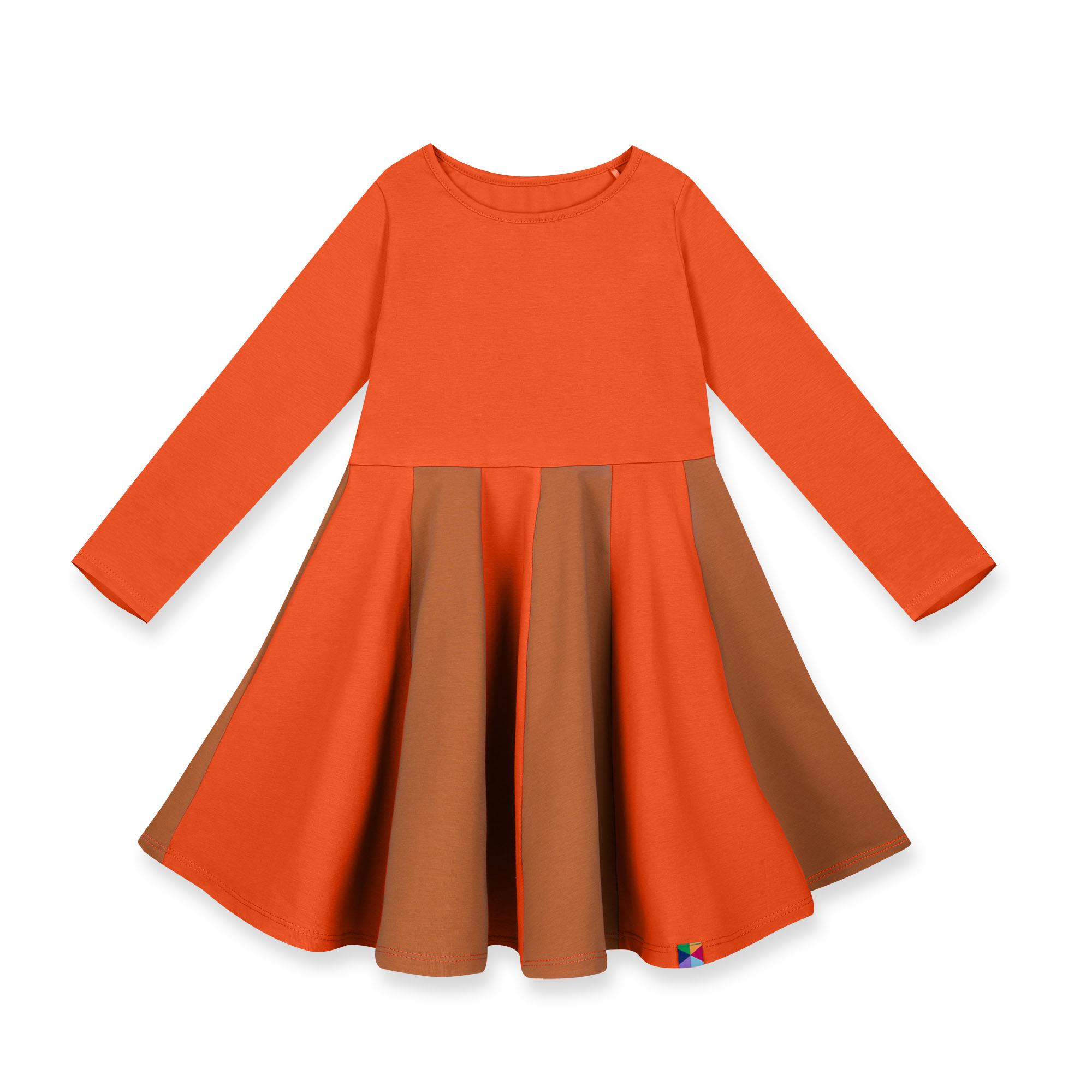 Orange - caramel two-tone frill dress