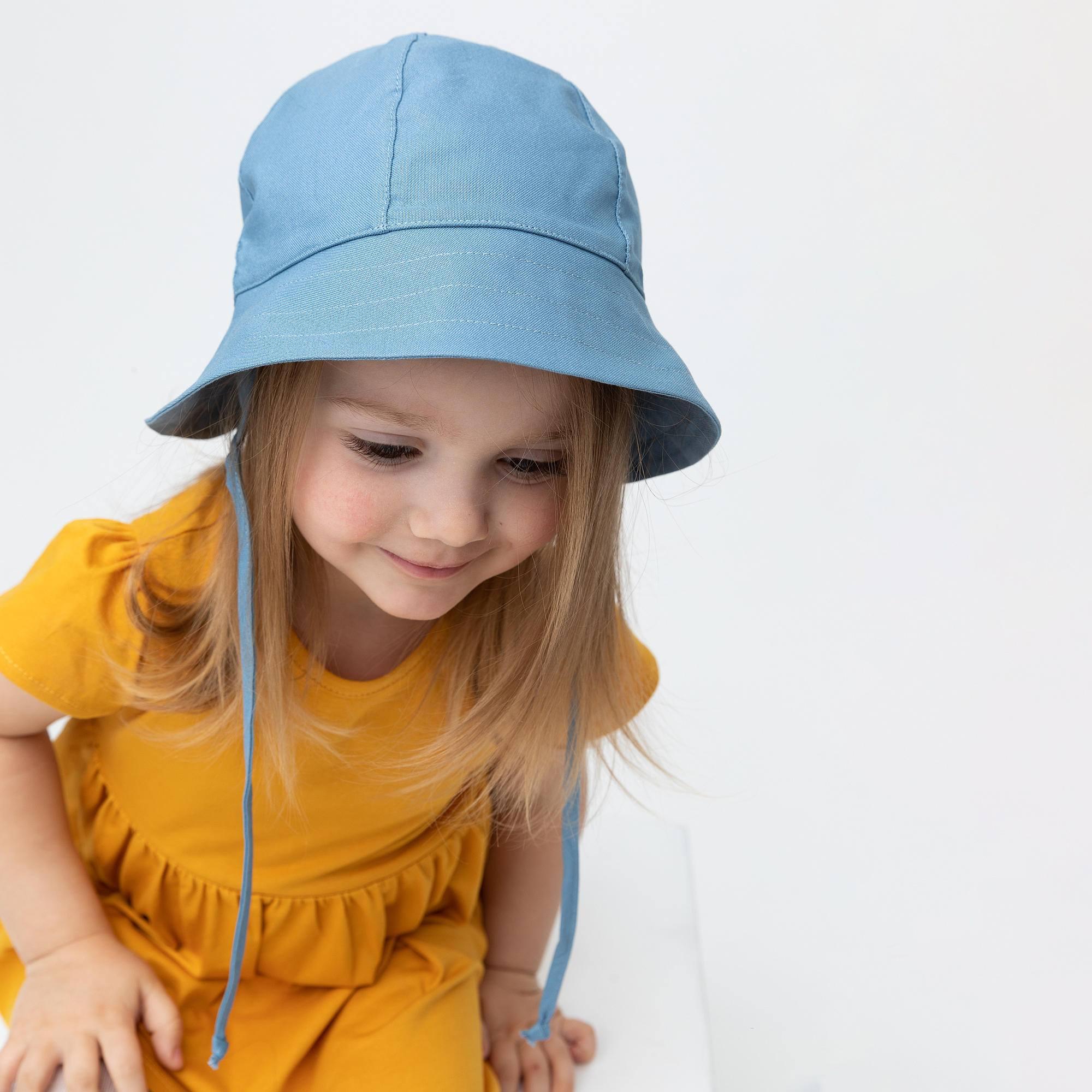 Sky blue hat with drawstrings