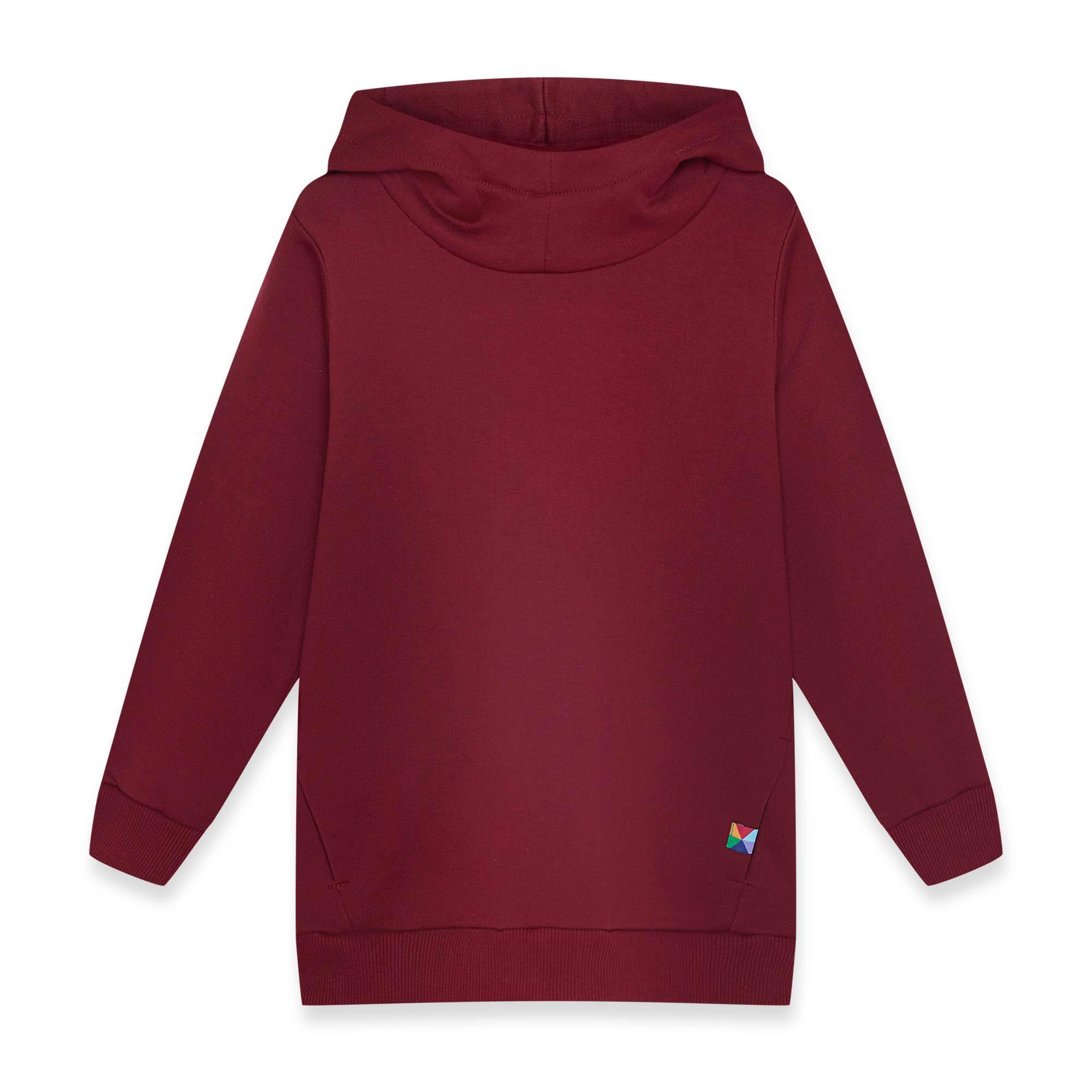 Burgundy fleece-lined pullover hoodie