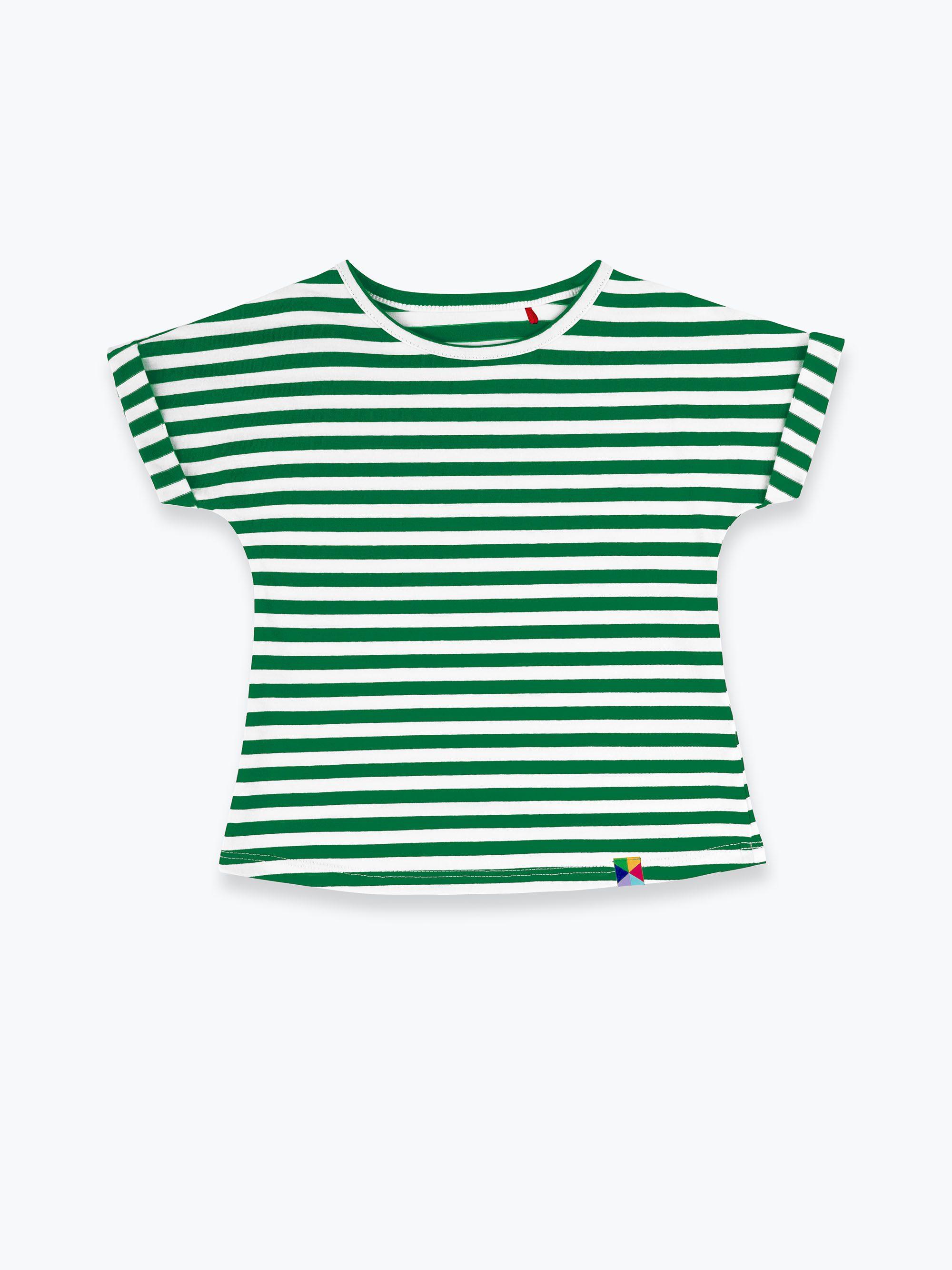 Green stripes crew neck shirt