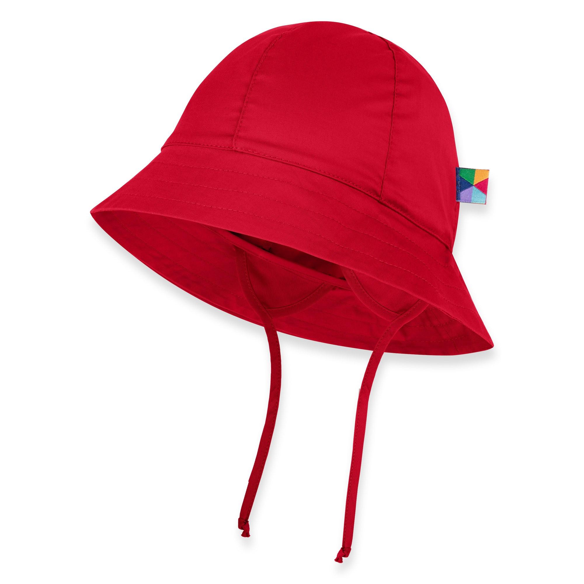 Red hat with drawstrings