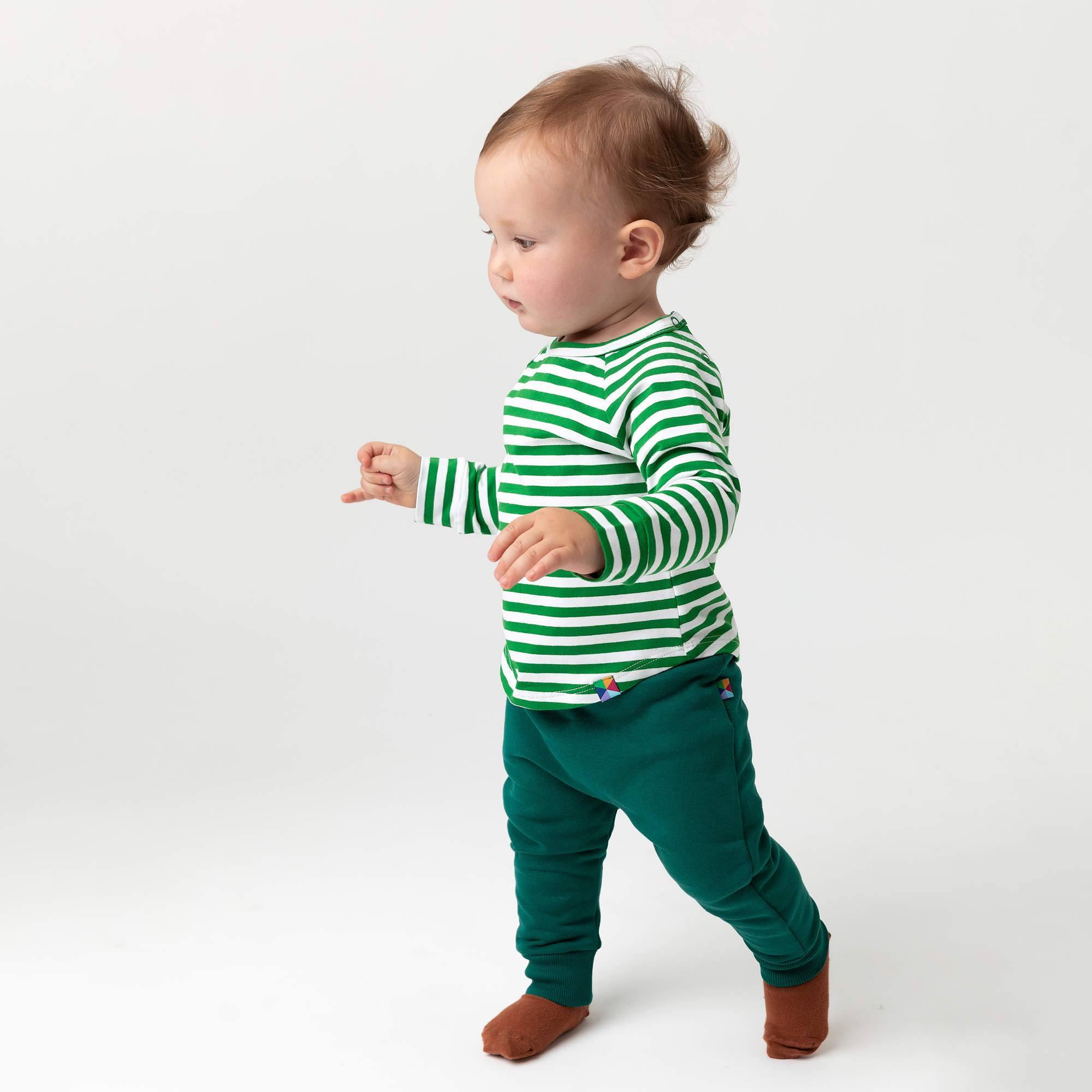 Bottle-green fleece-lined joggers Baby