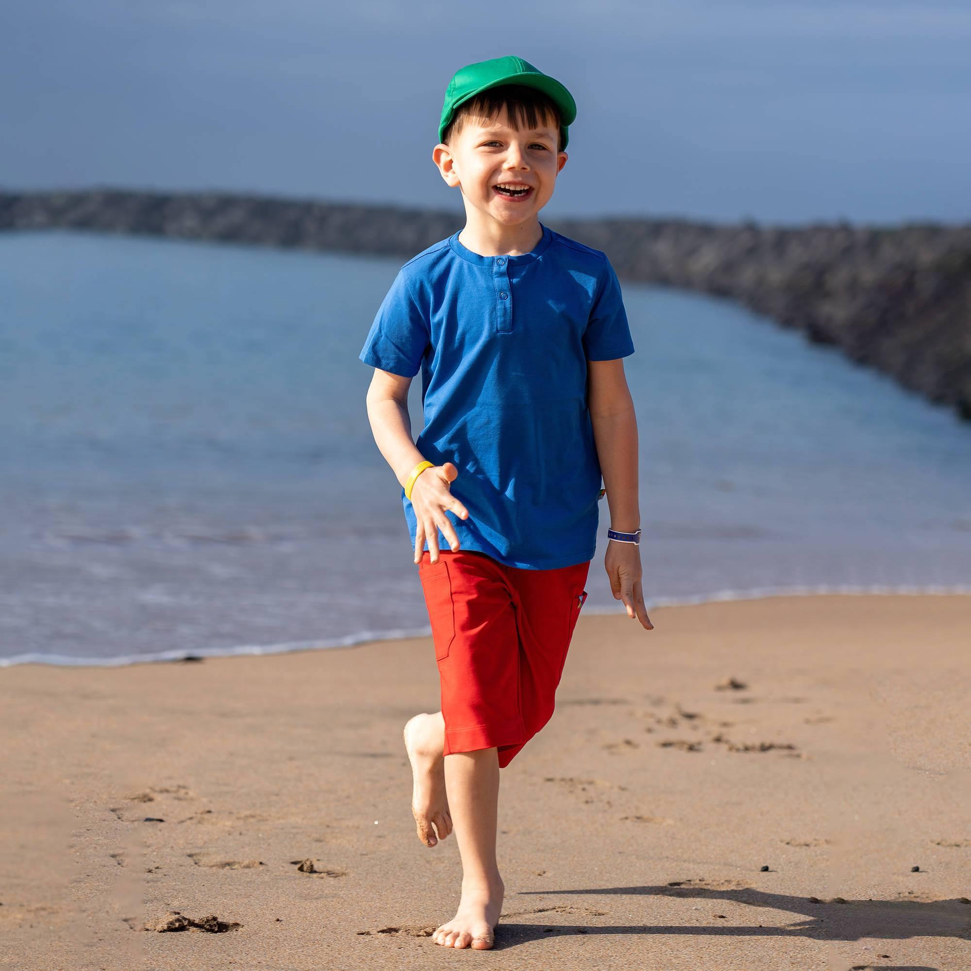 Red cargo shorts