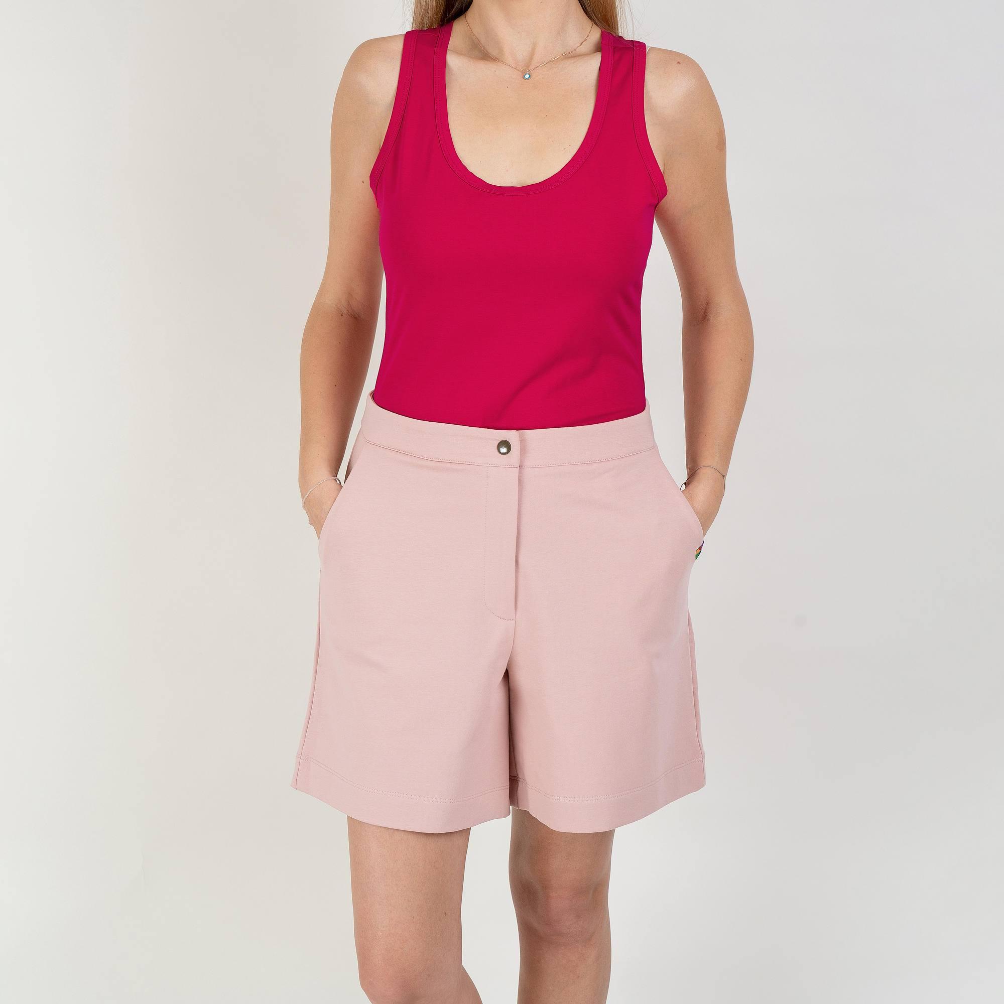 Pastel pink zippered bermuda shorts Women