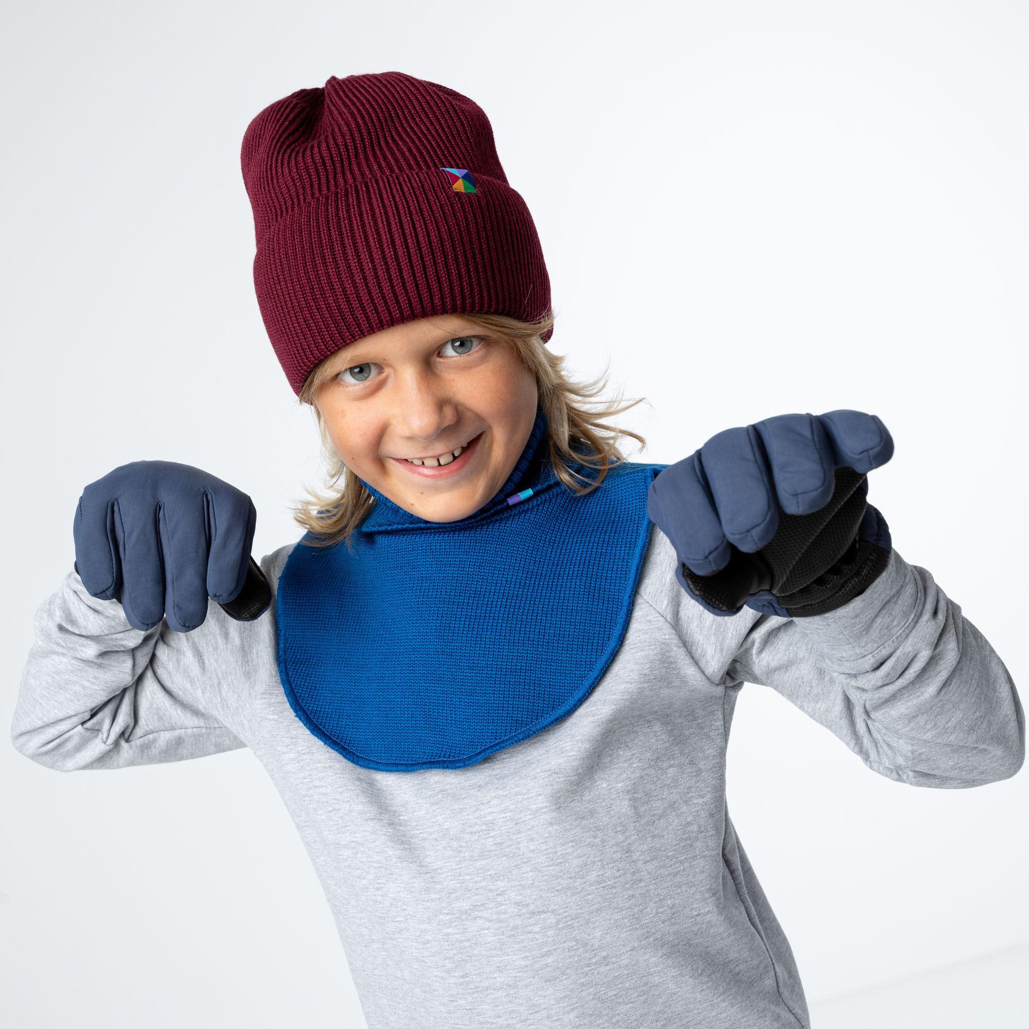 Burgundy merino wool hat kids