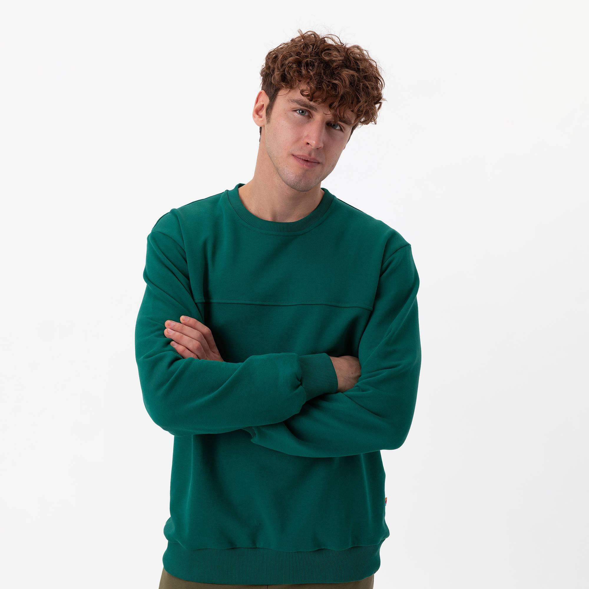 Bottle-green pullover sweatshirt Men