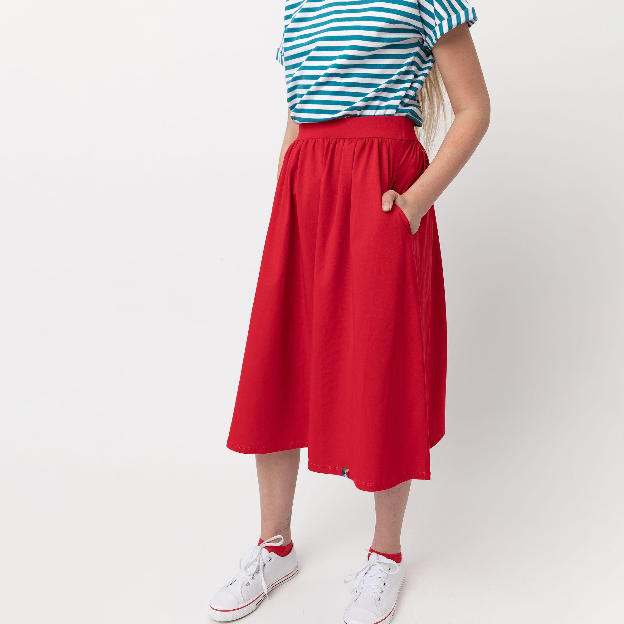 Red midi skirt with pockets Junior