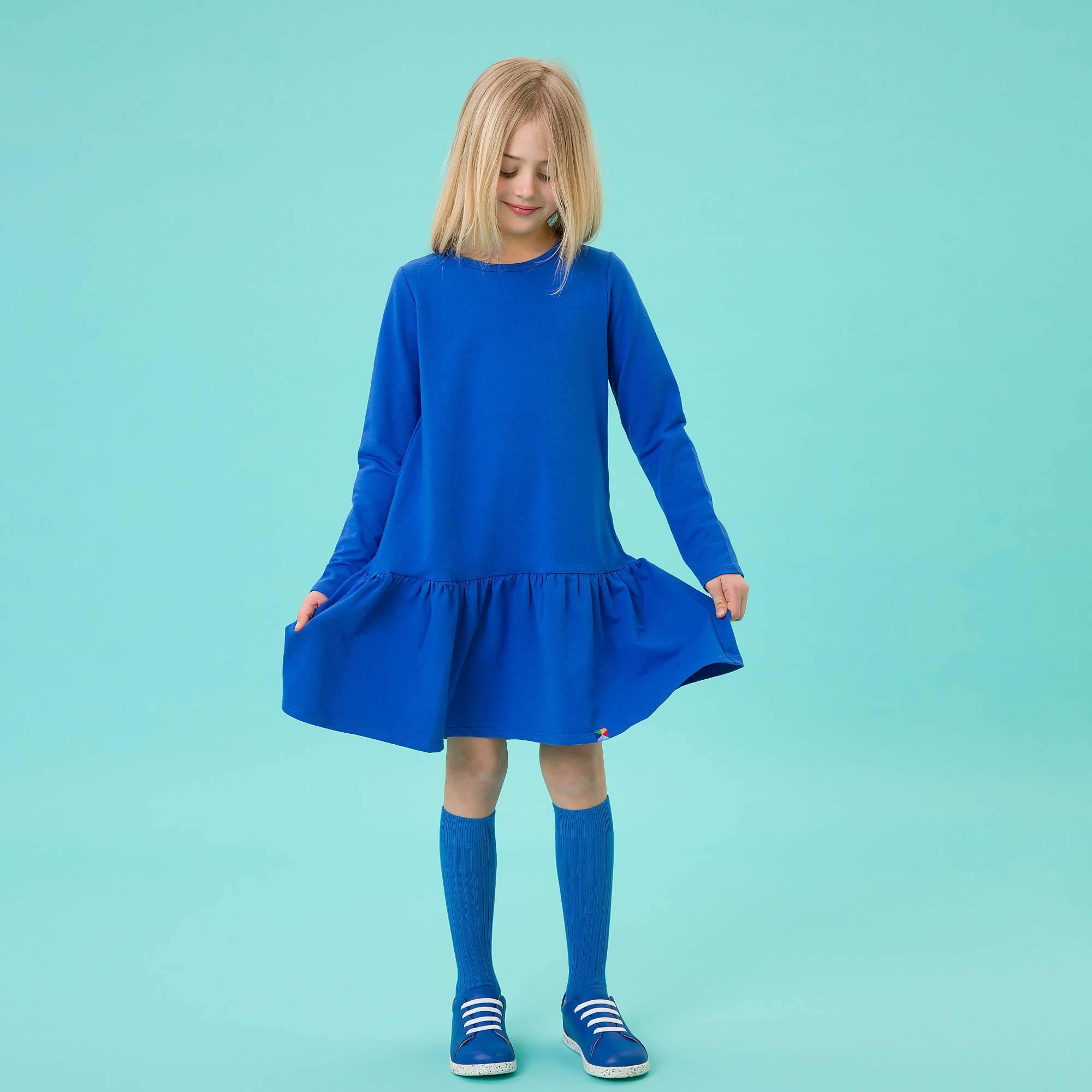 Blue flared sweatshirt dress