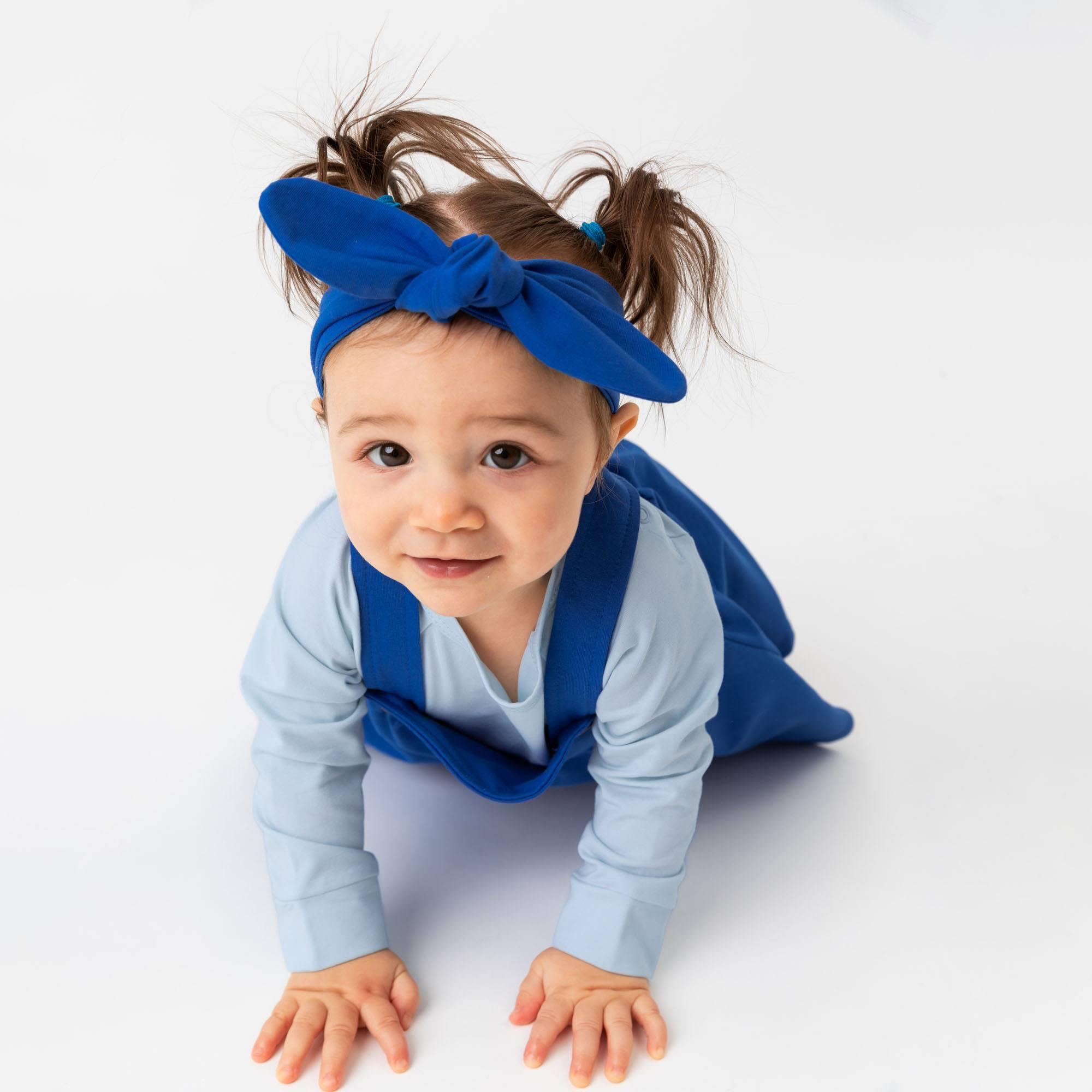 Blue dungaree dress