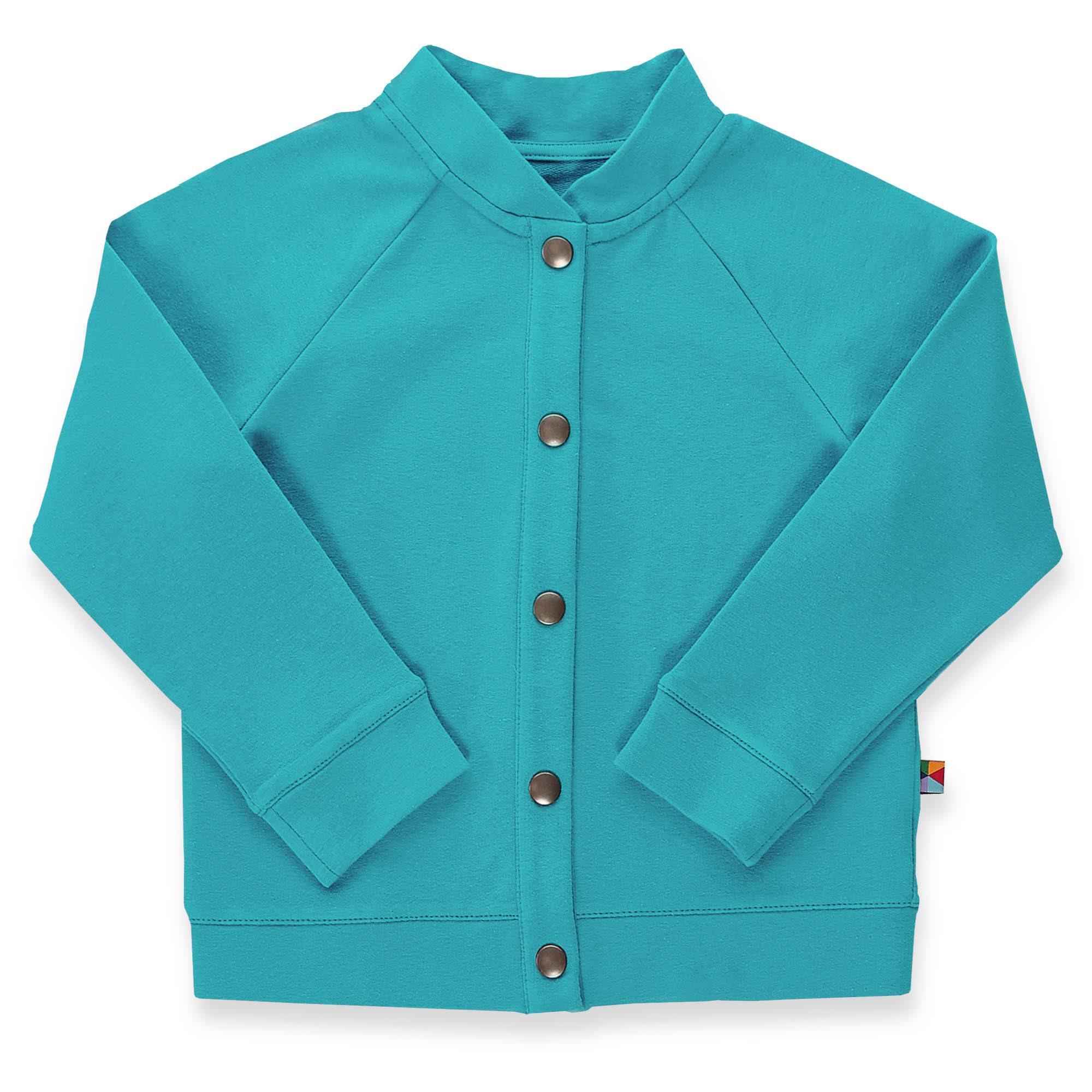 Turquoise button-up bomber jacket