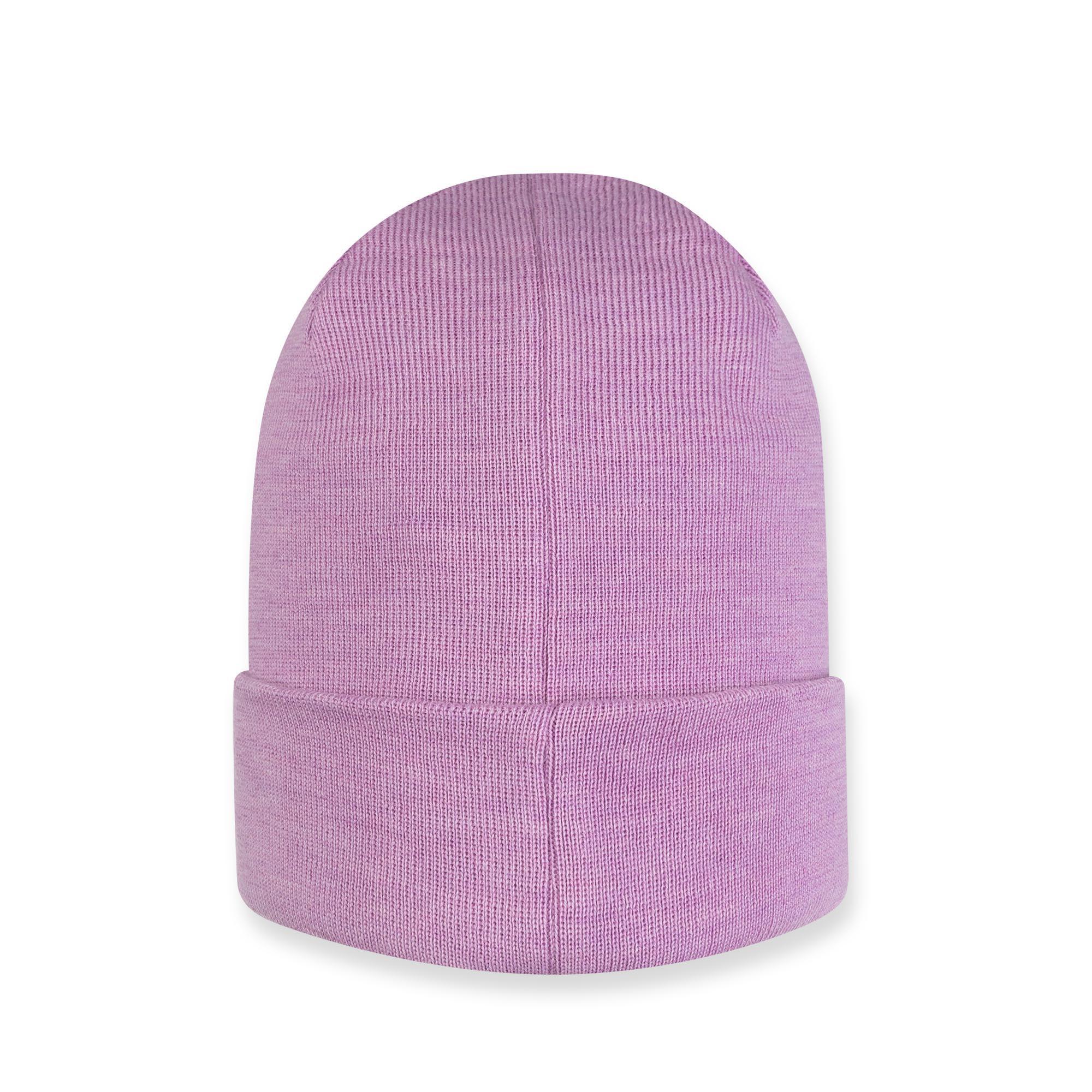 Light purple fine knit merino wool cap kids