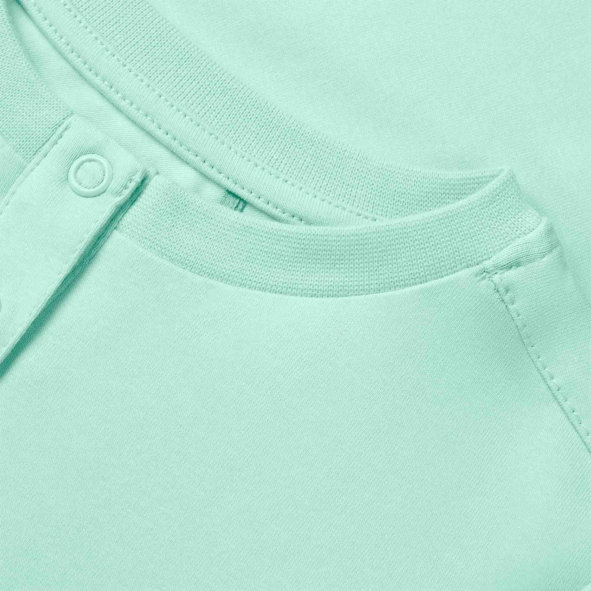 Mint round neck button-up shirt