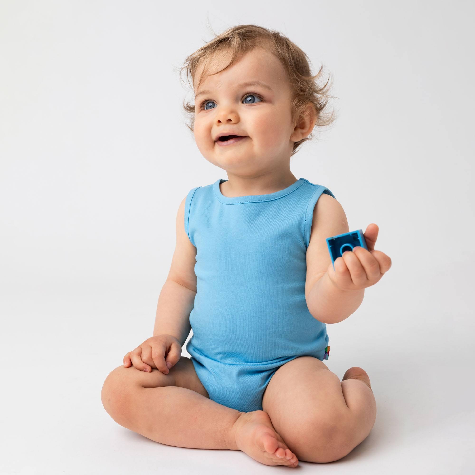 Pastel blue sleveless bodysuit