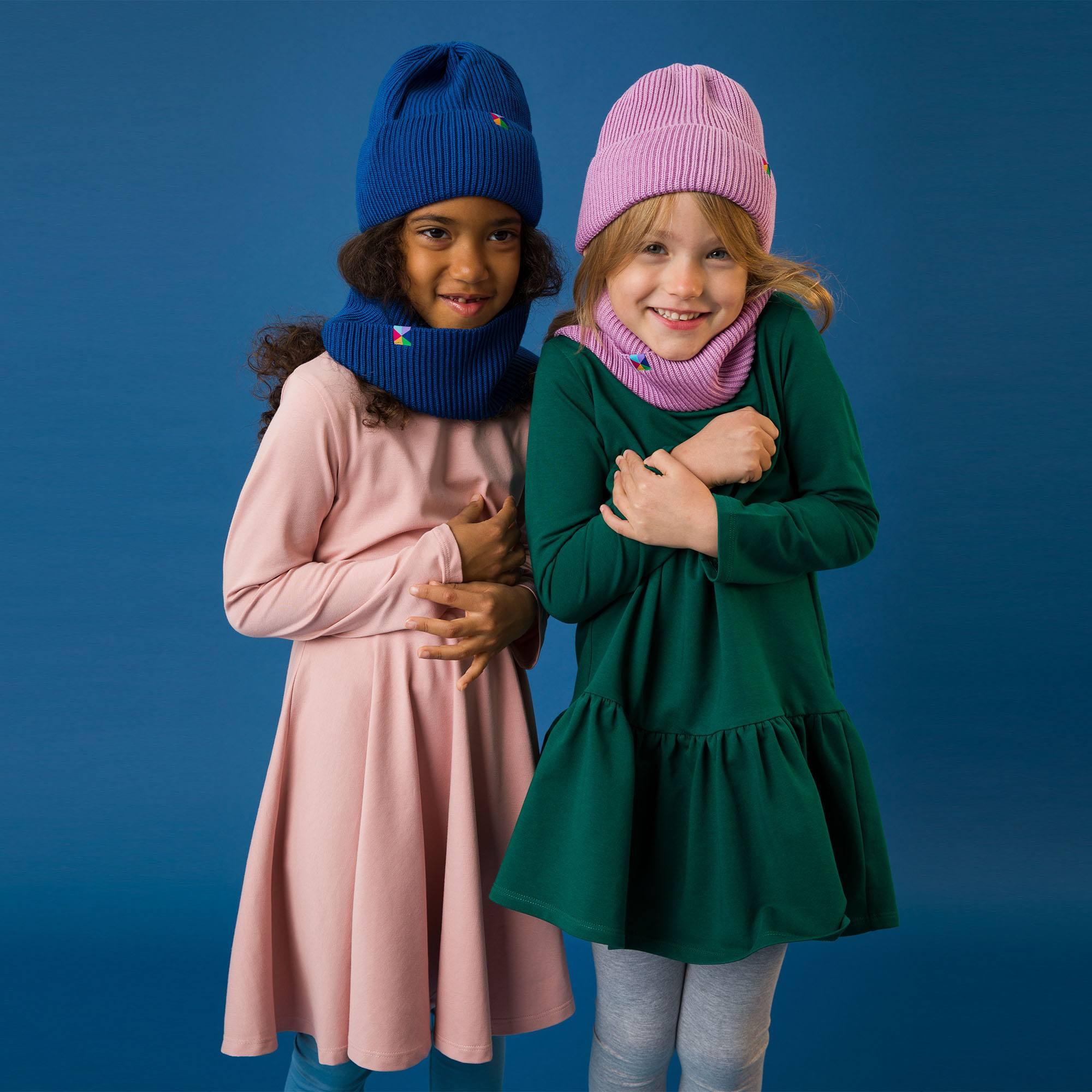 Blue merino wool hat kids