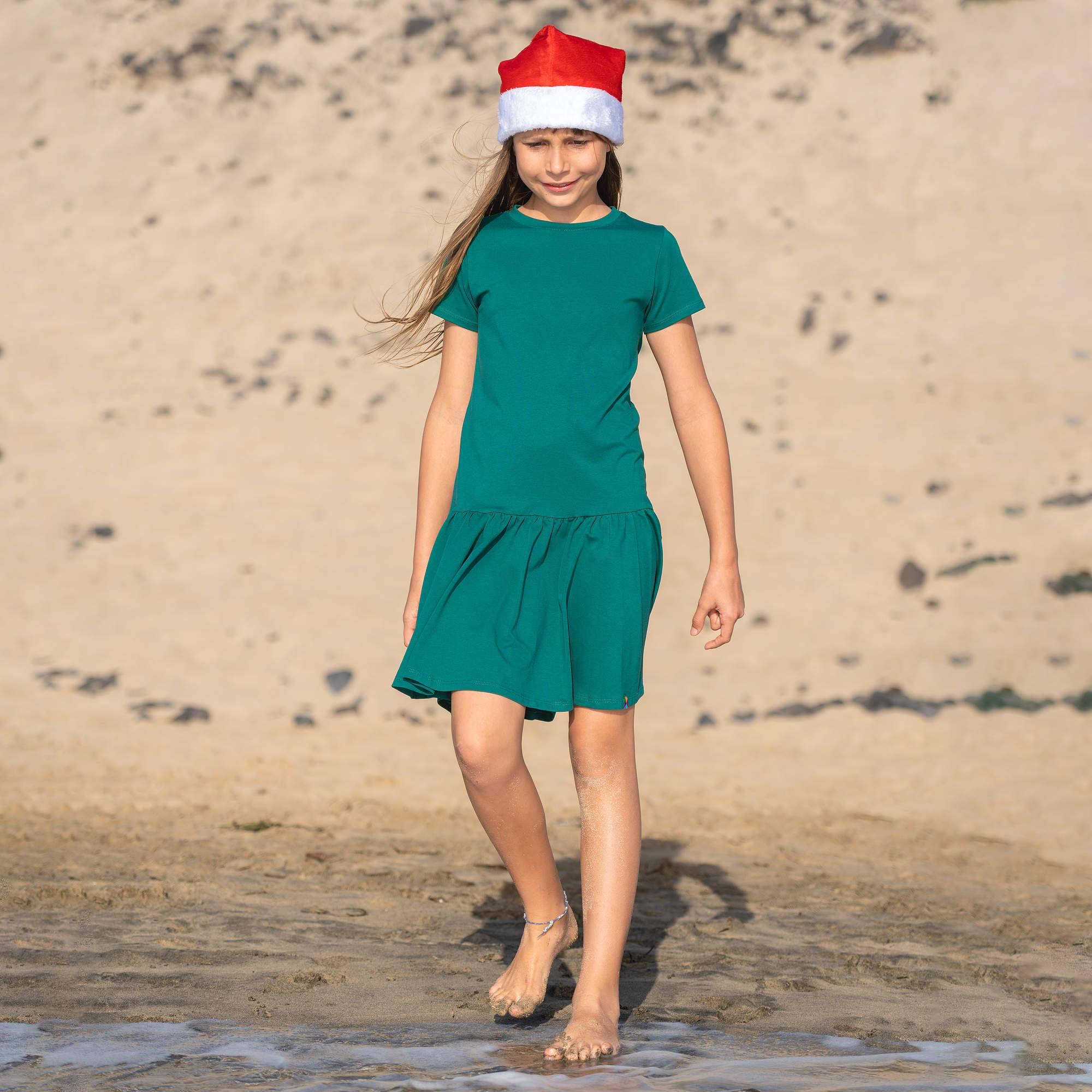 Bottle-green frill dress Junior