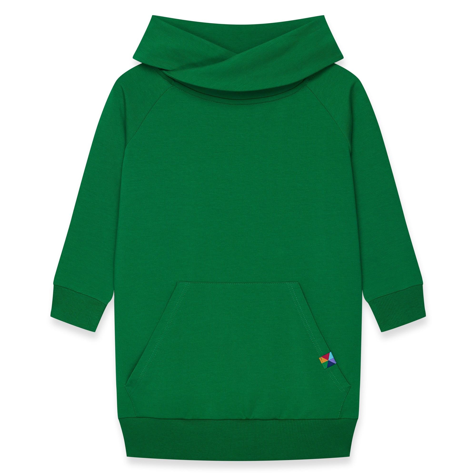 Green long funnel neck pullover sweatshirt