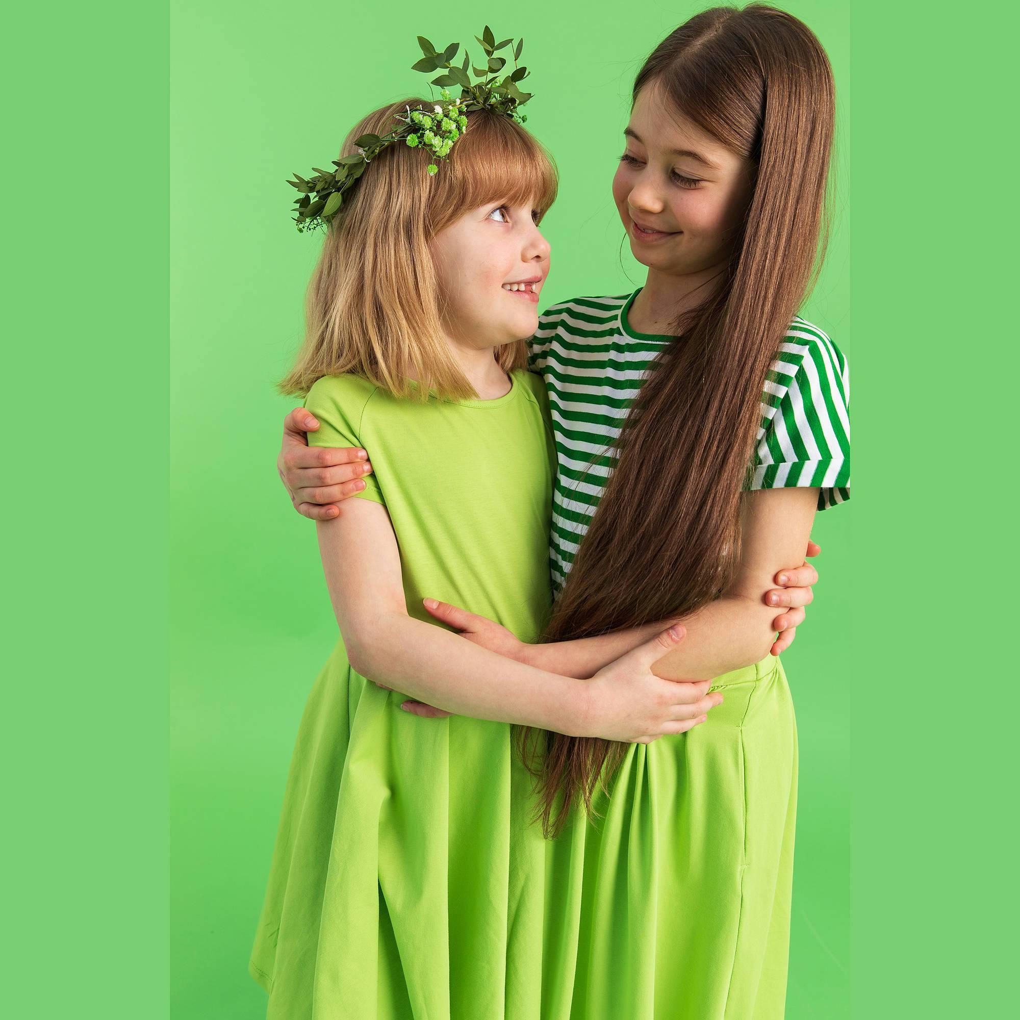 Lime green midi skirt with pockets