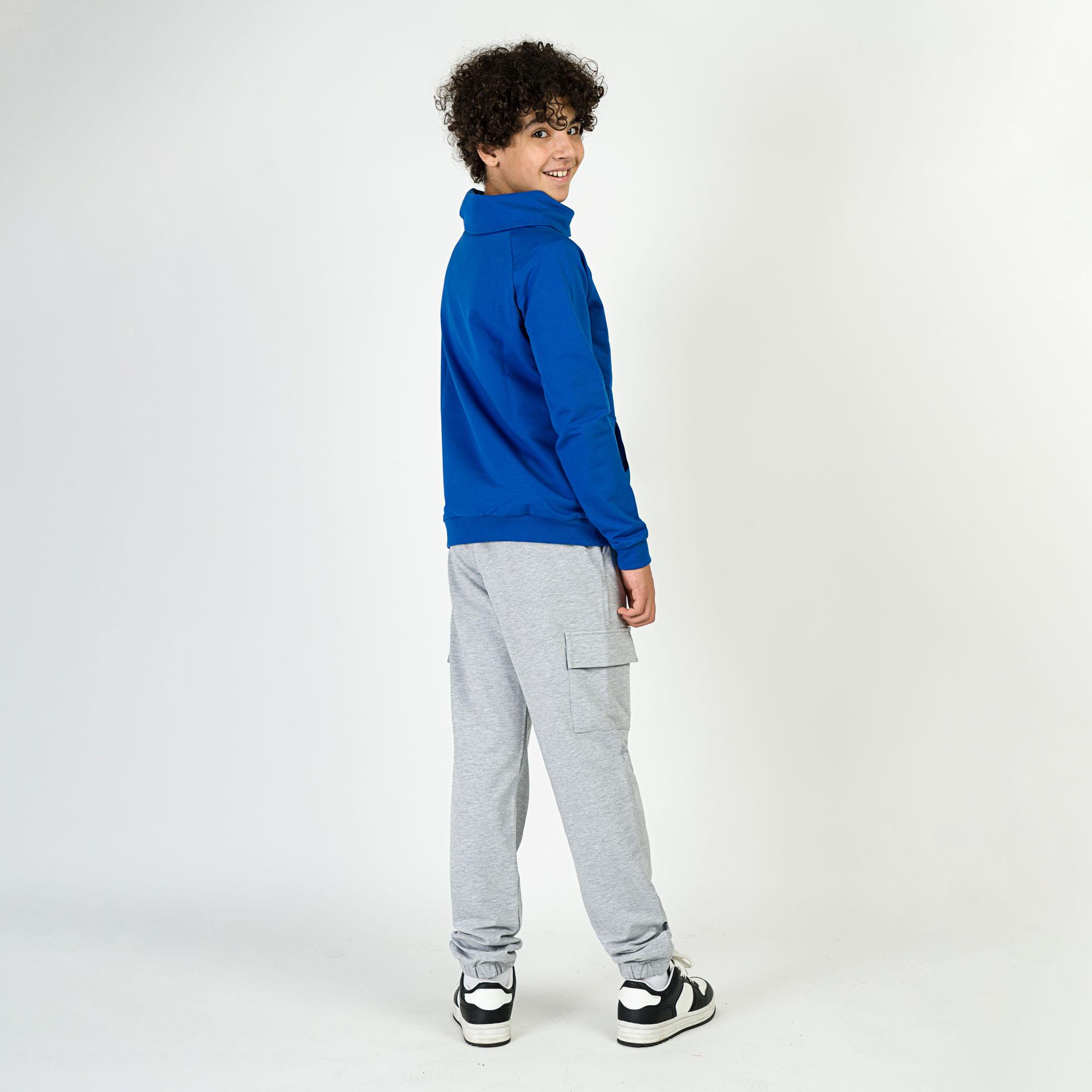 Blue funnel neck pullover sweatshirt Junior