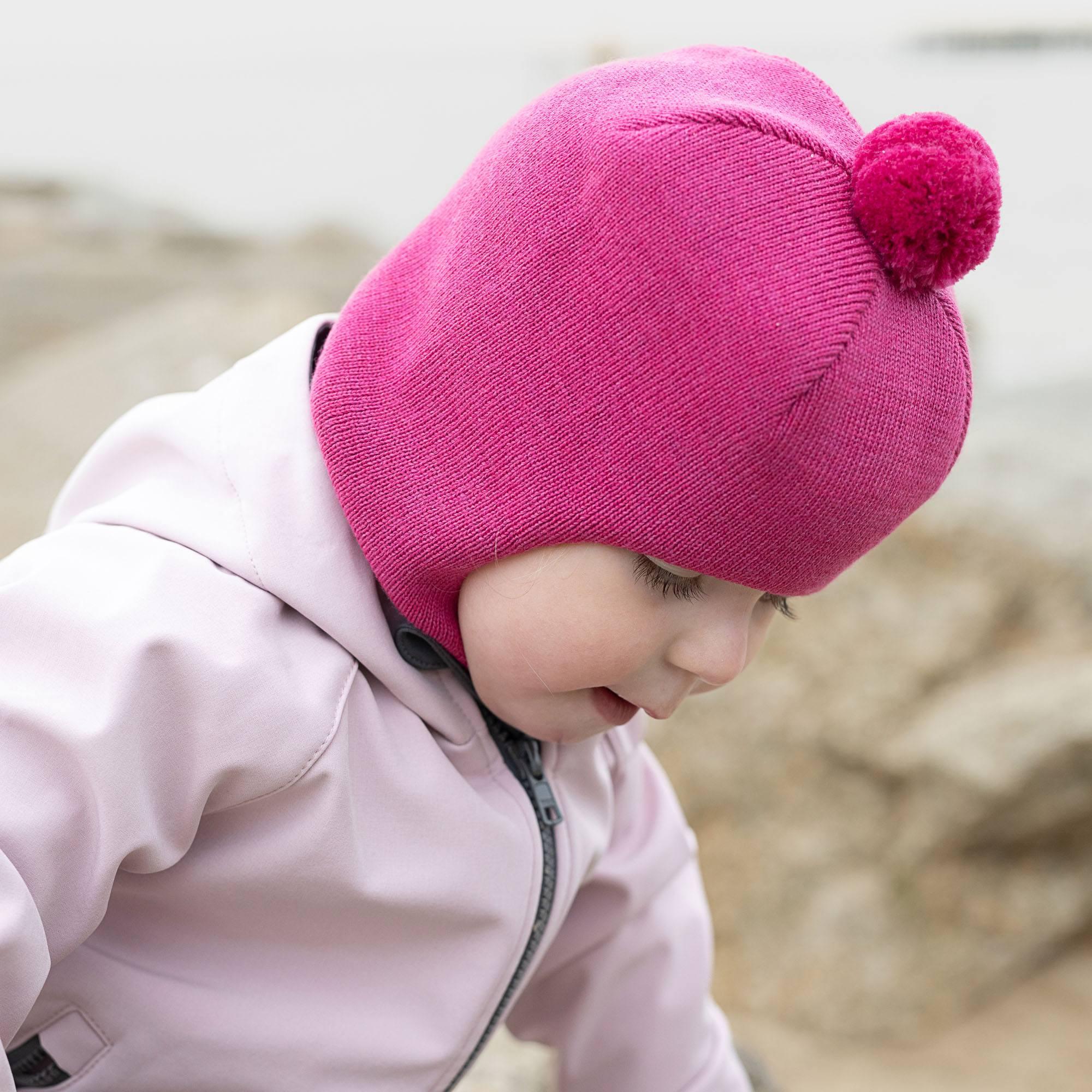 Pink merino wool balaclava Baby