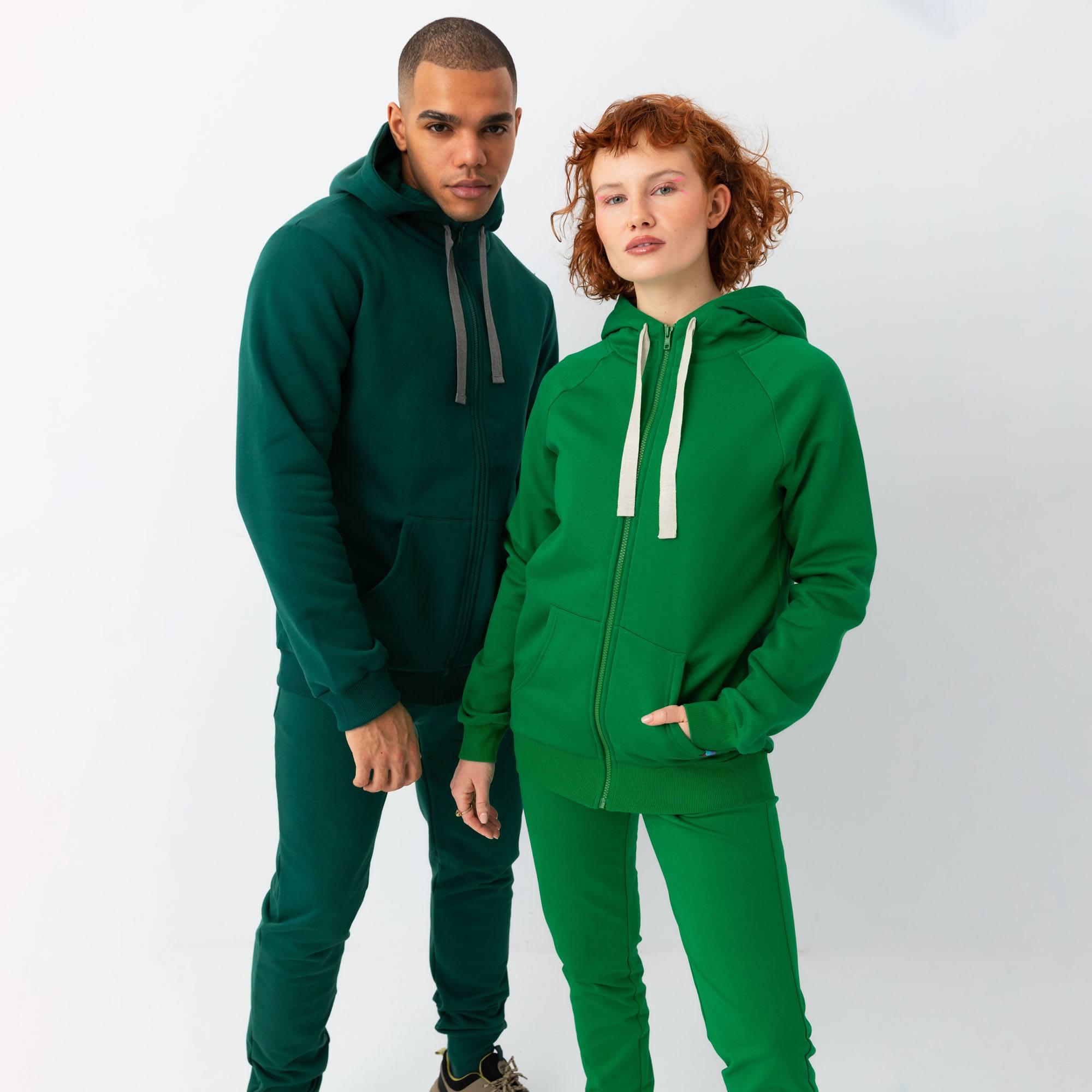 Bottle-green ribbed sweatpants Men