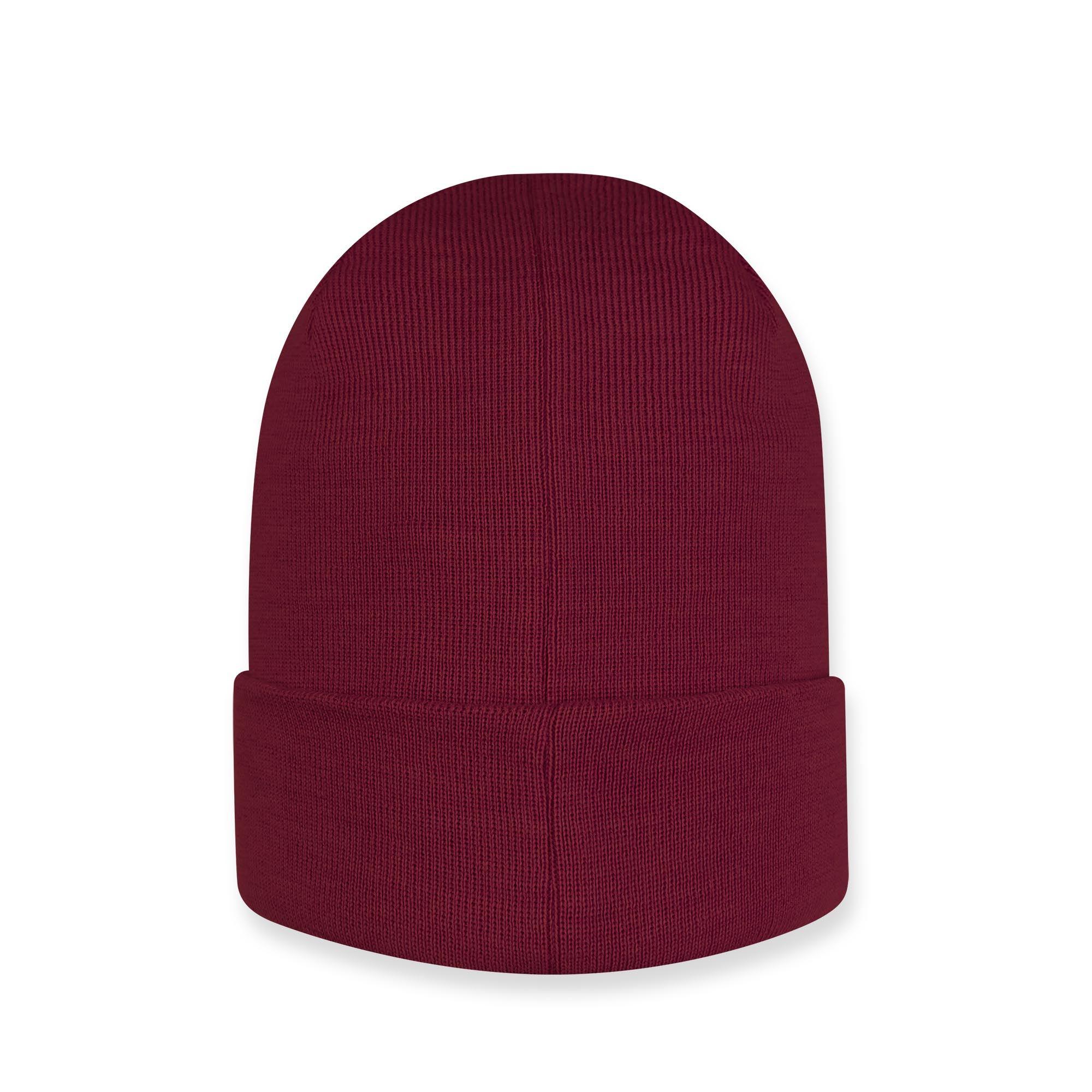 Burgundy fine knit merino wool beanie