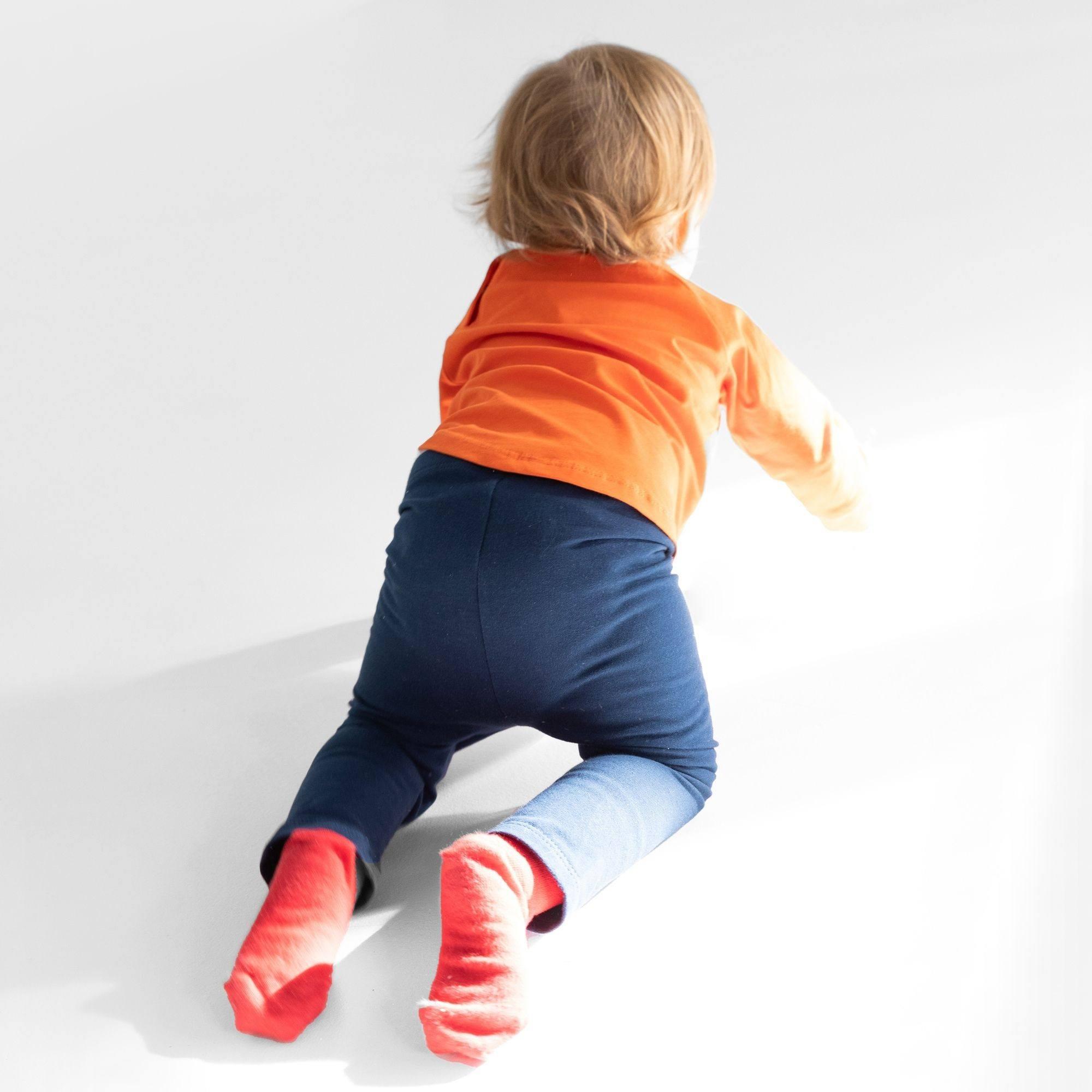 Navy blue fleece-lined leggings Baby