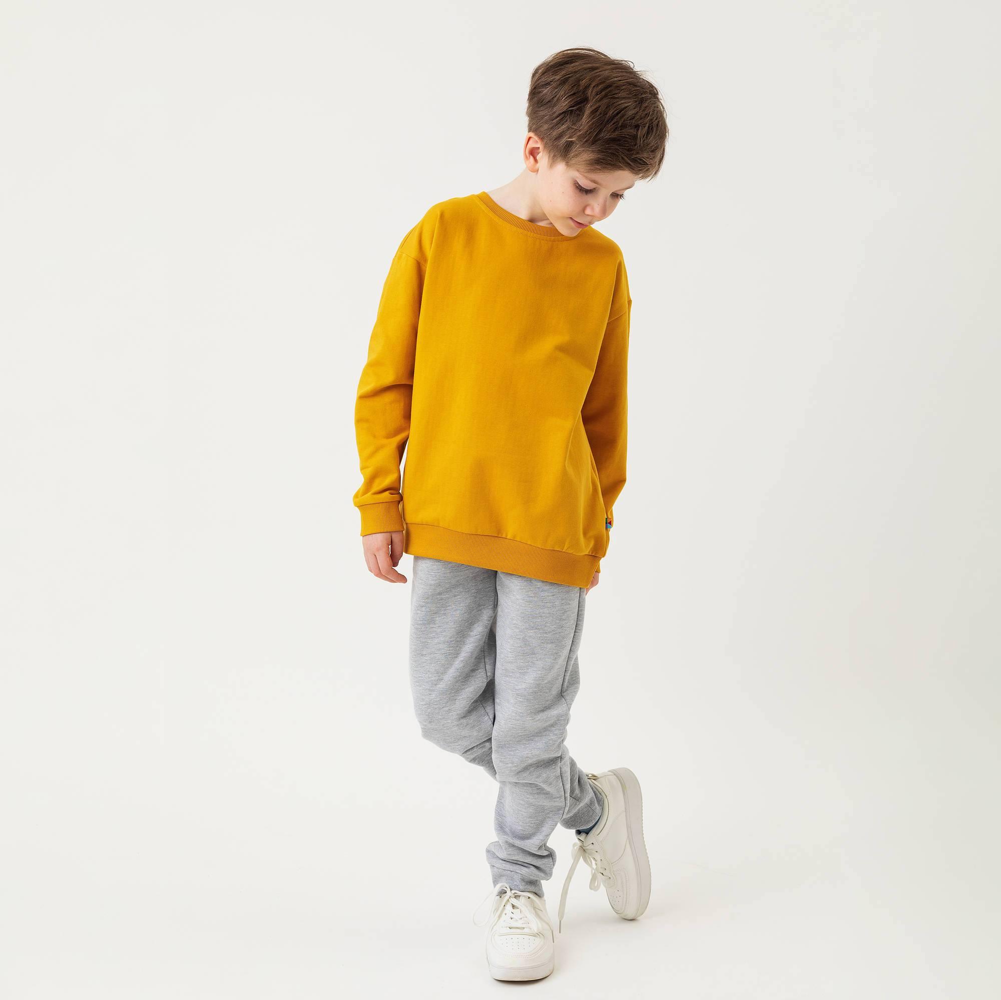 Grey melange fleece-lined joggers kids