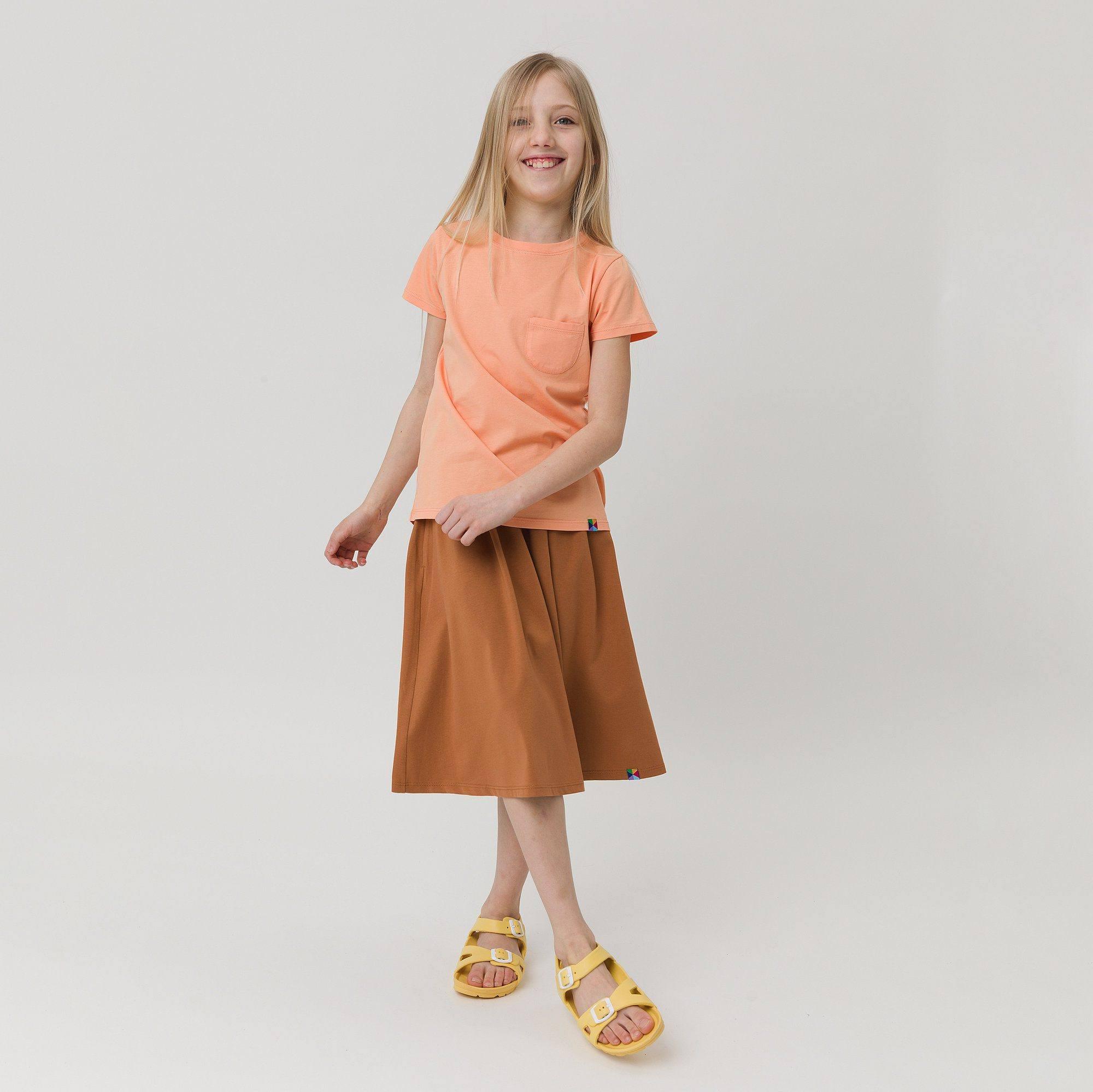 Caramel midi skirt with pockets