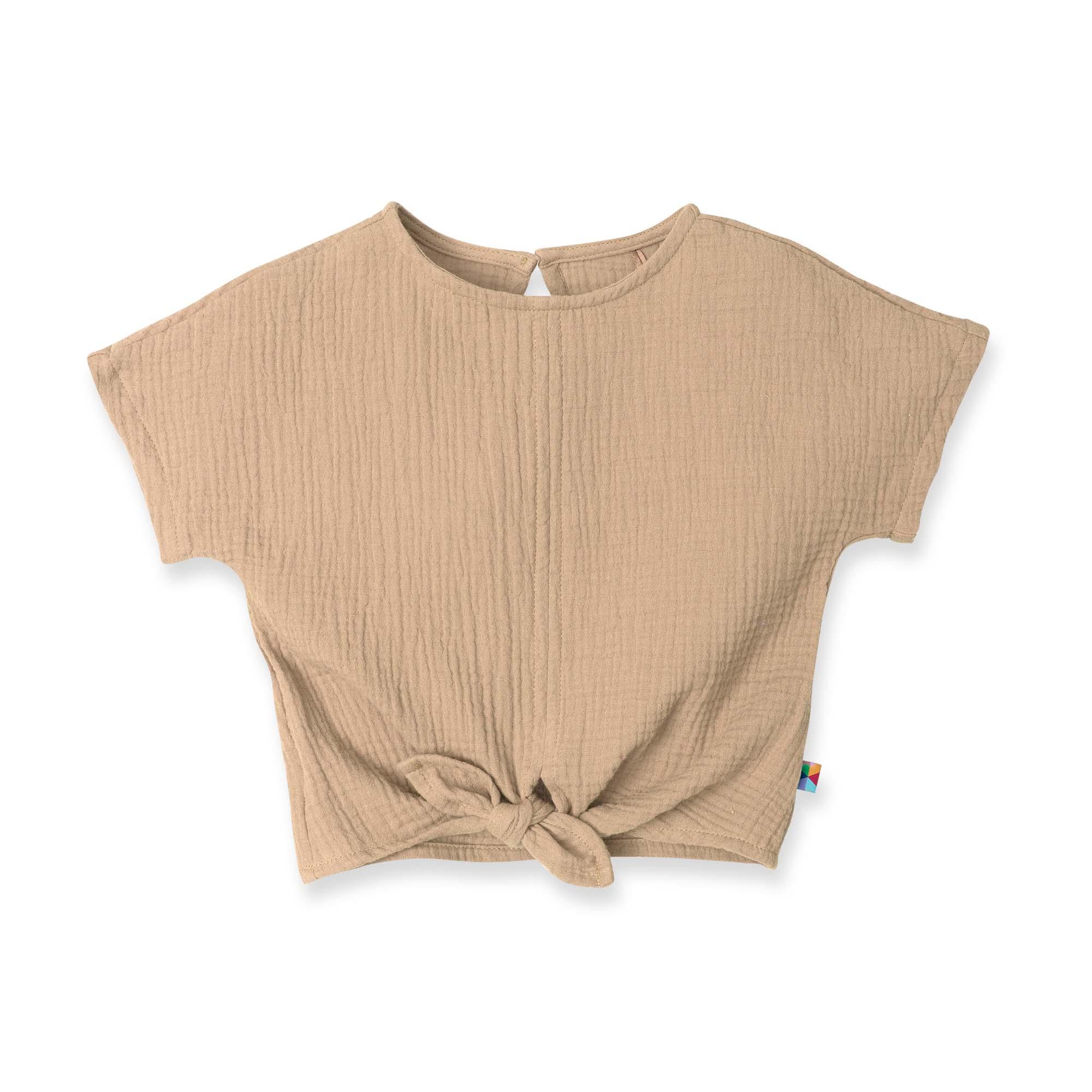 Beige muslin tied blouse