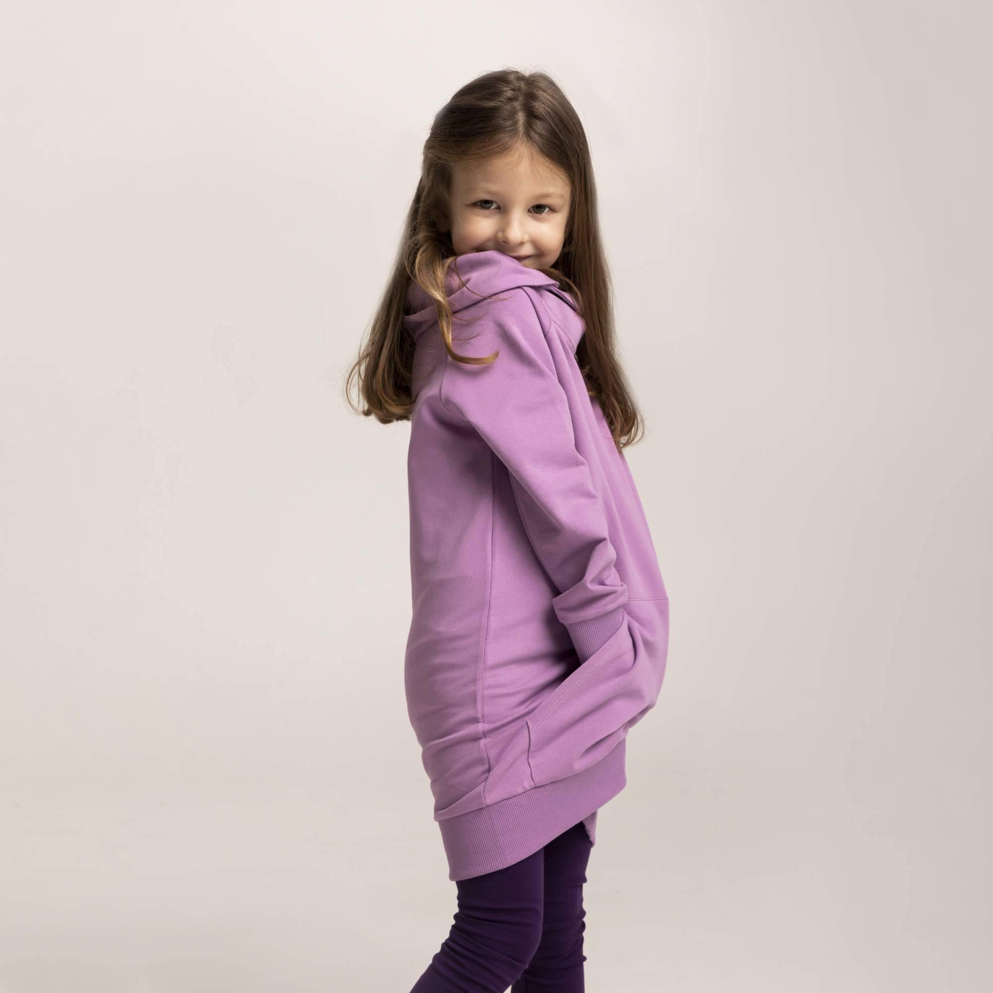 Light purple long funnel neck pullover sweatshirt