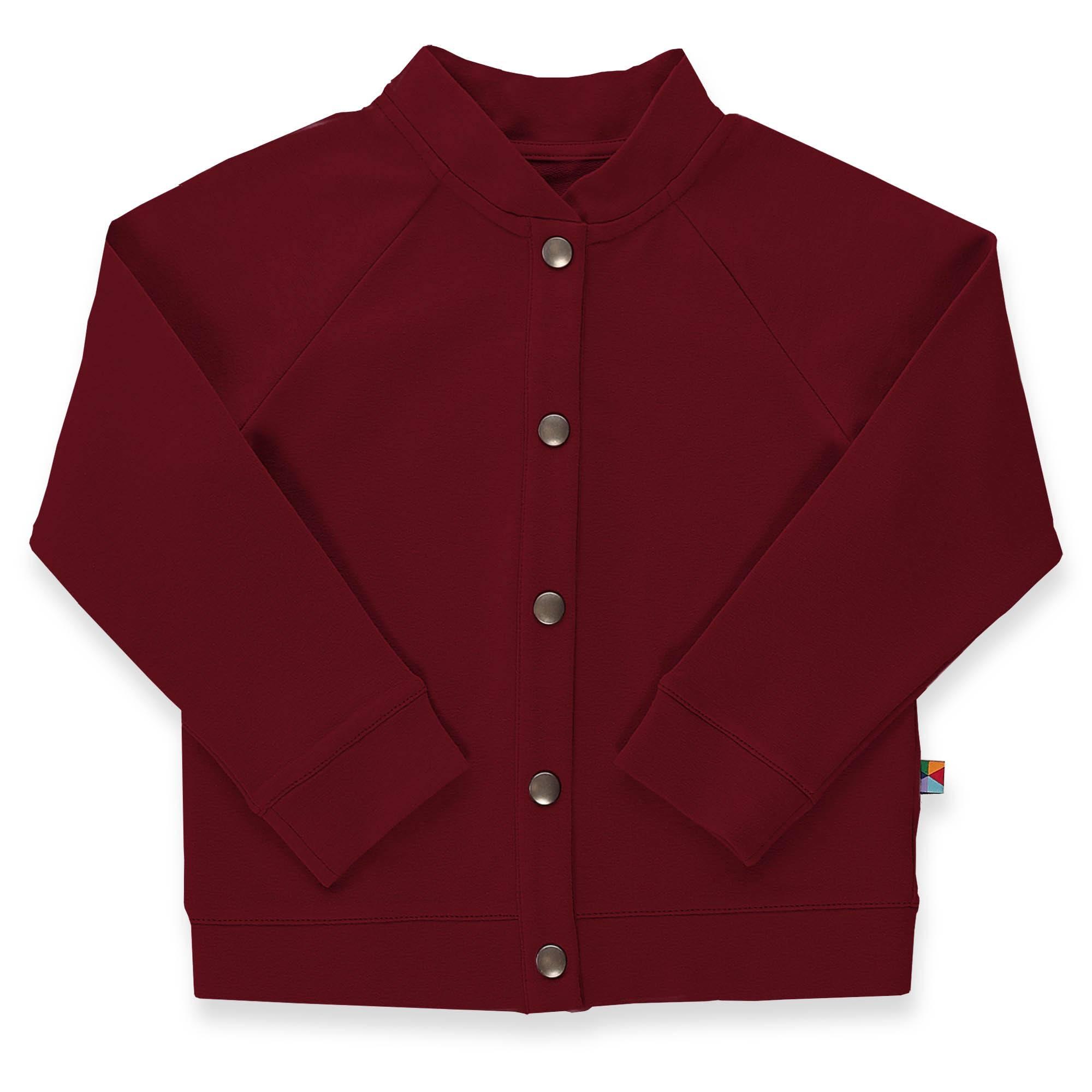 Burgundy button-up bomber jacket