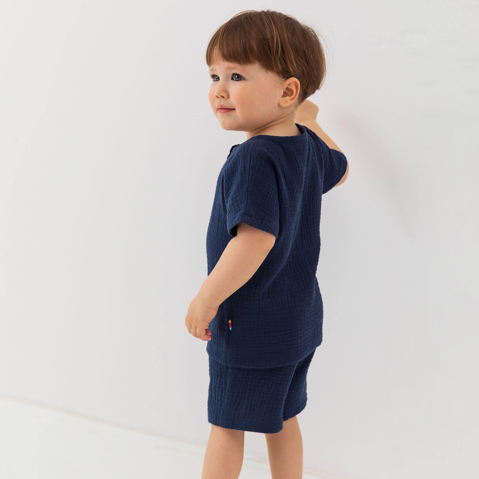 Navy blue muslin shorts Baby