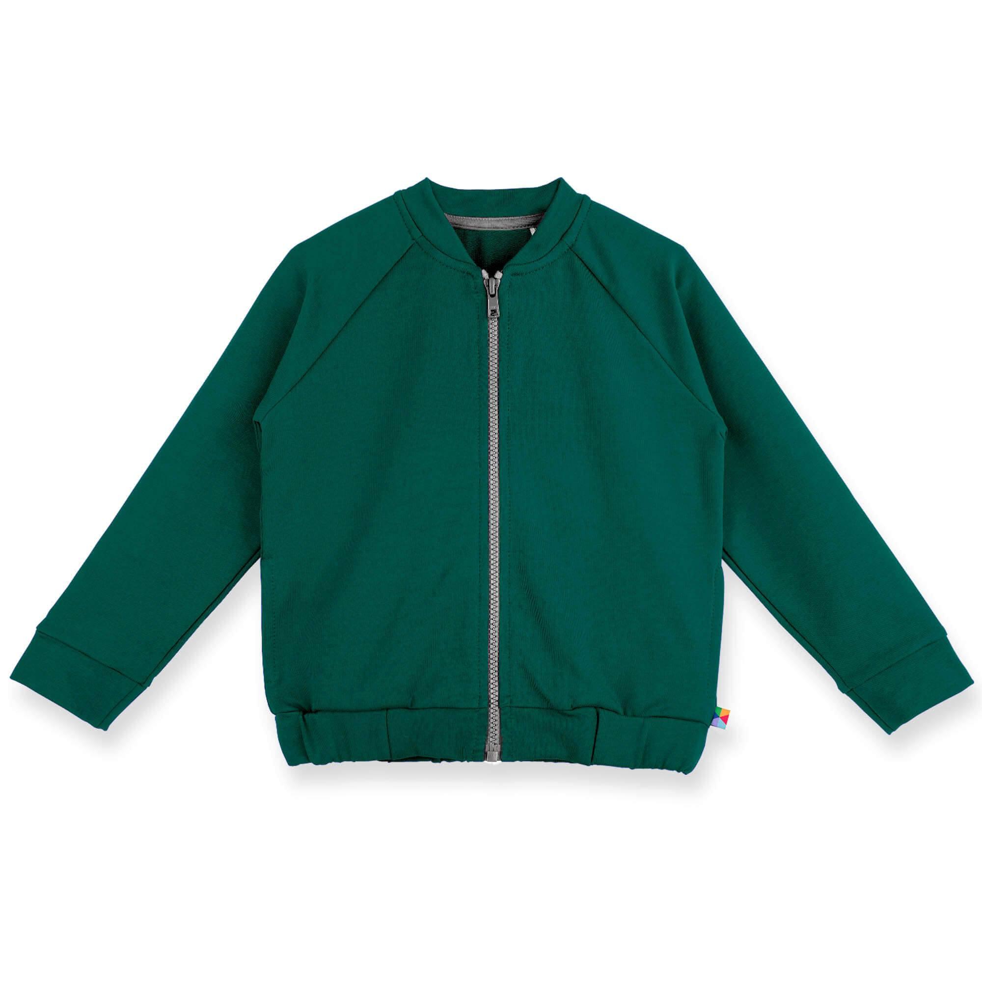 Bottle-green zip-up sweatshirt