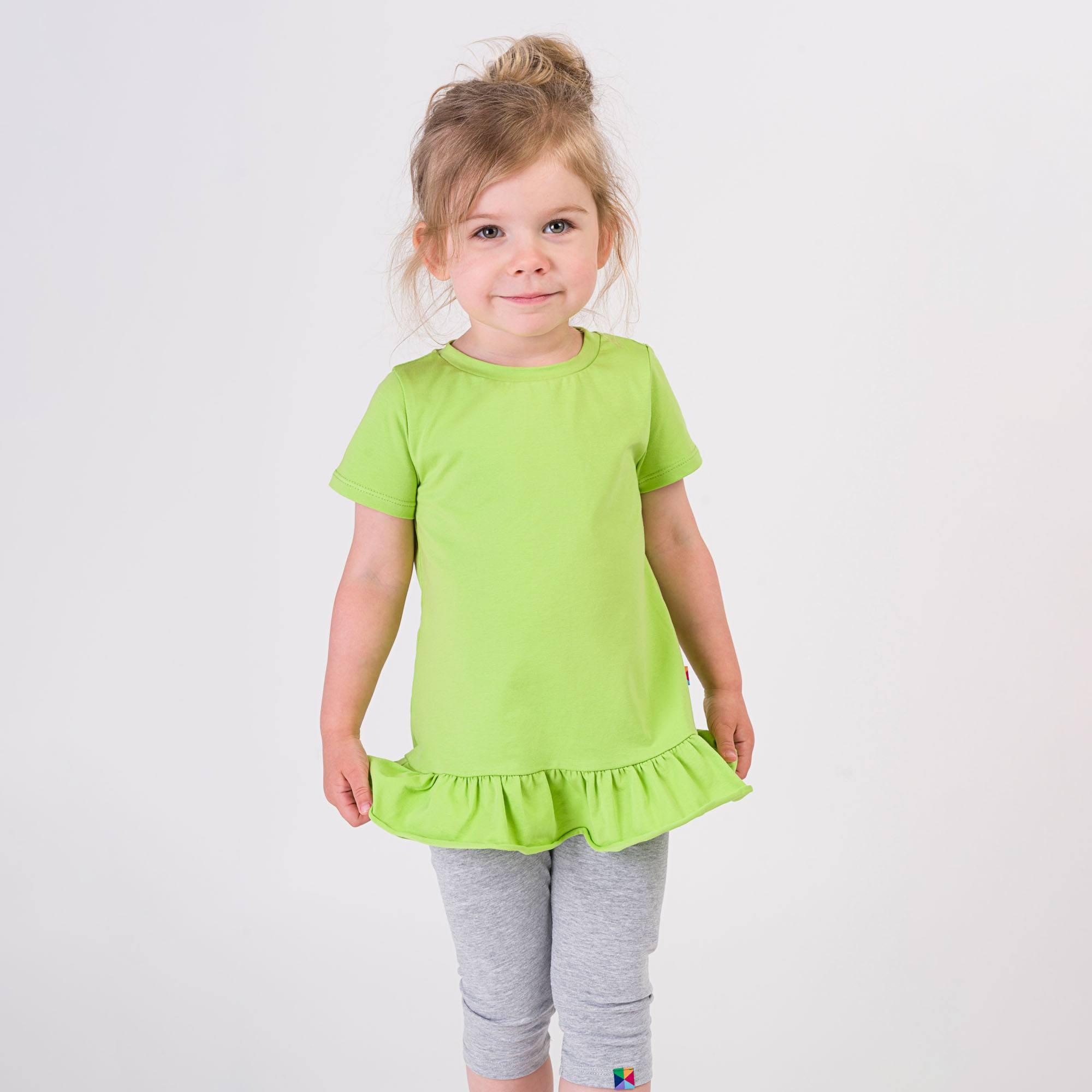 Lime green ruffle short sleeve blouse