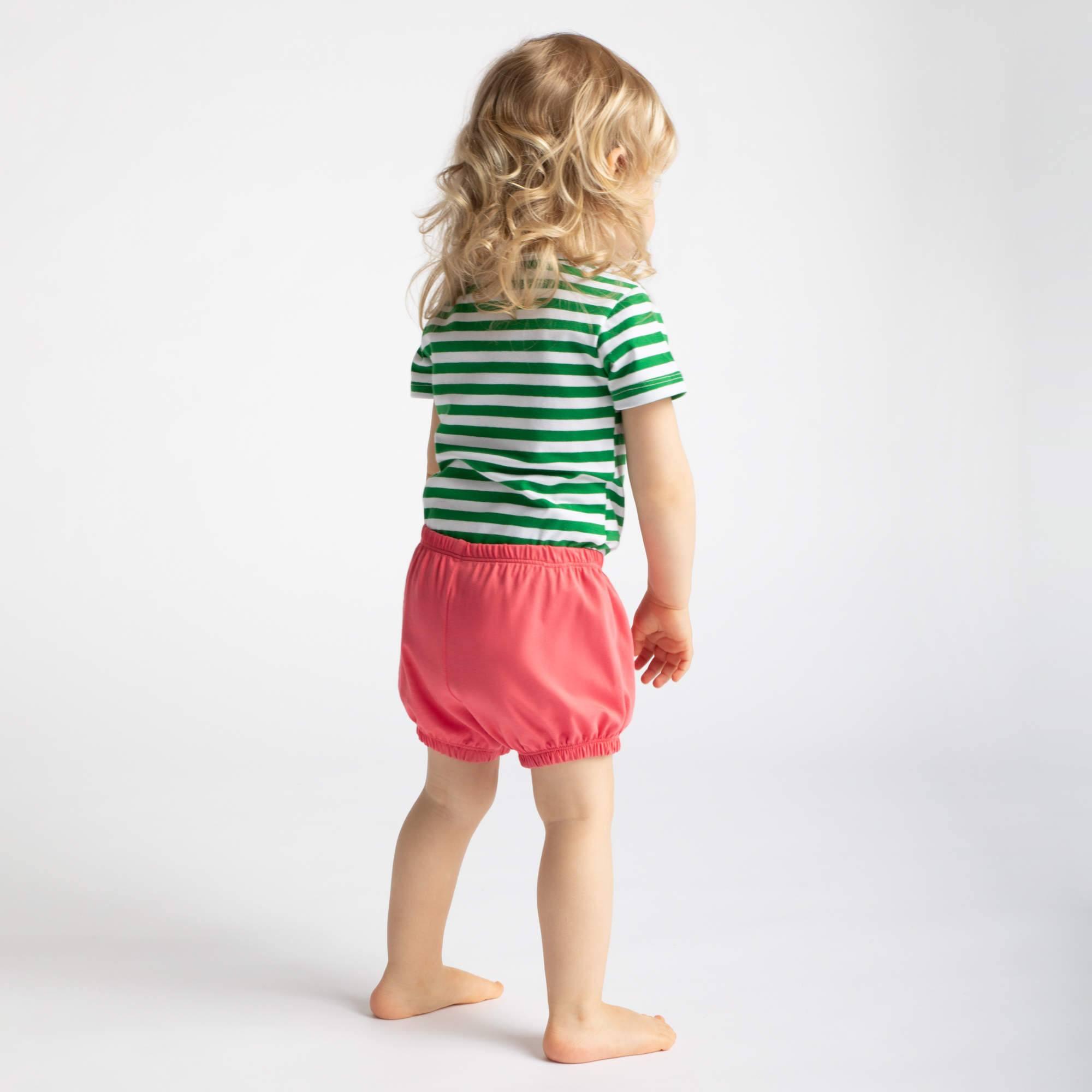 Green stripes short sleeve bodysuit