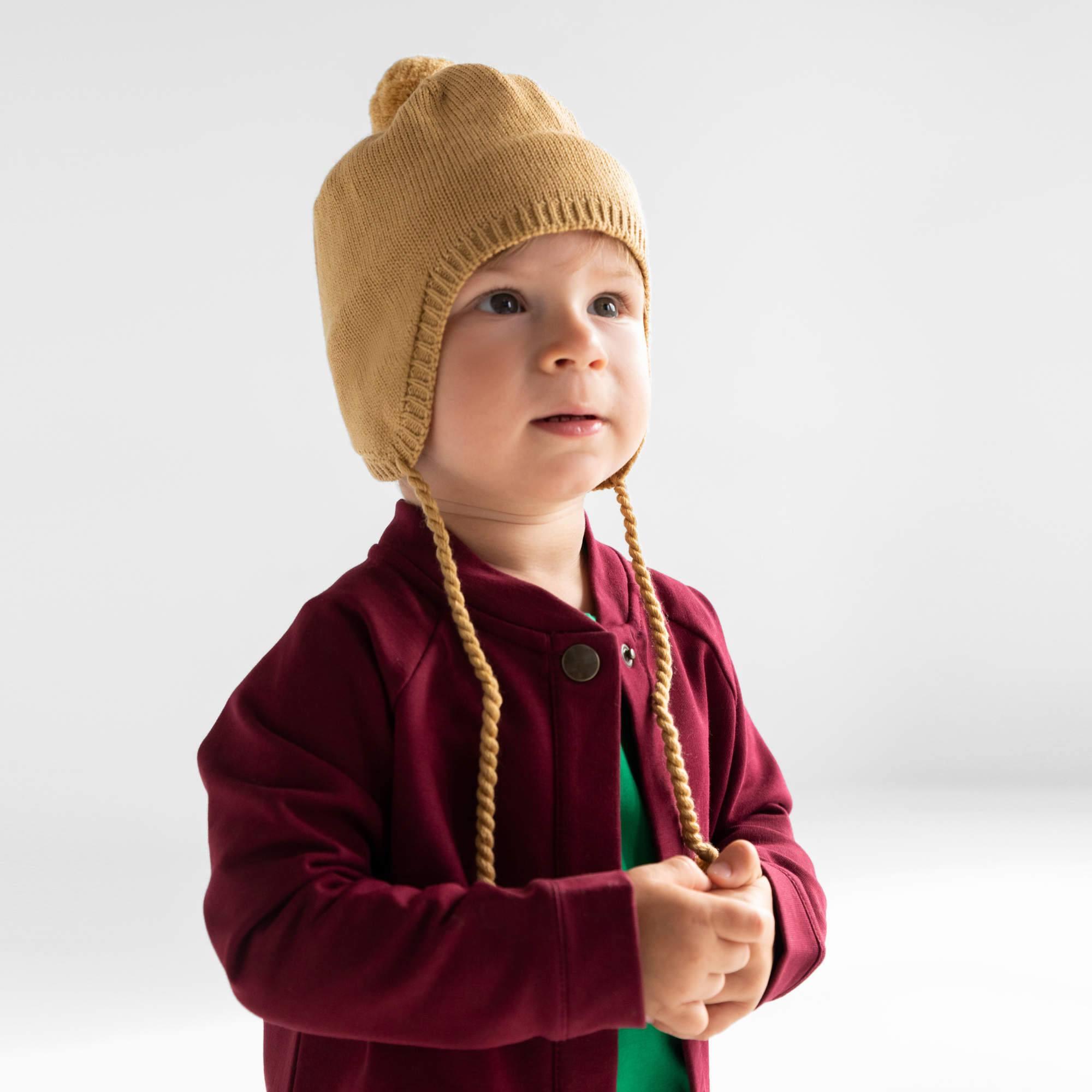 Mustard merino wool hat Baby