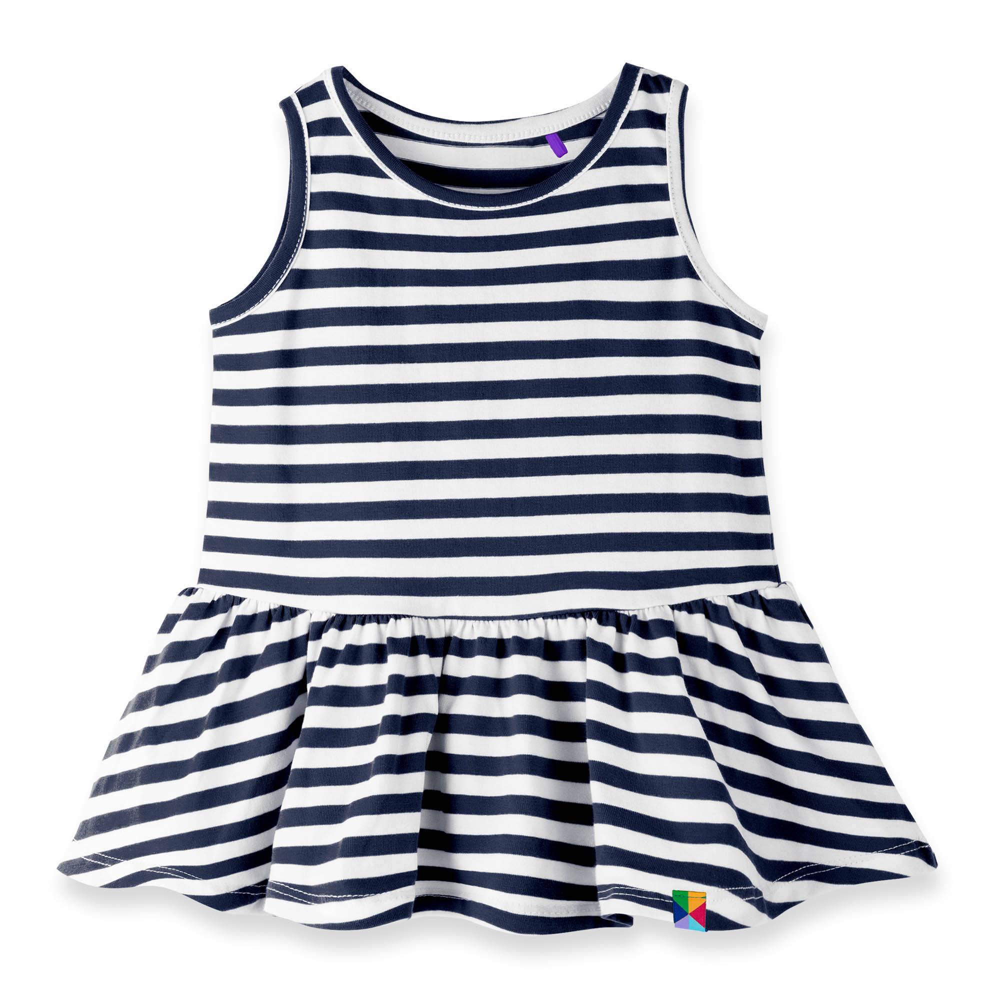 Navy blue stripes sleeveless dress