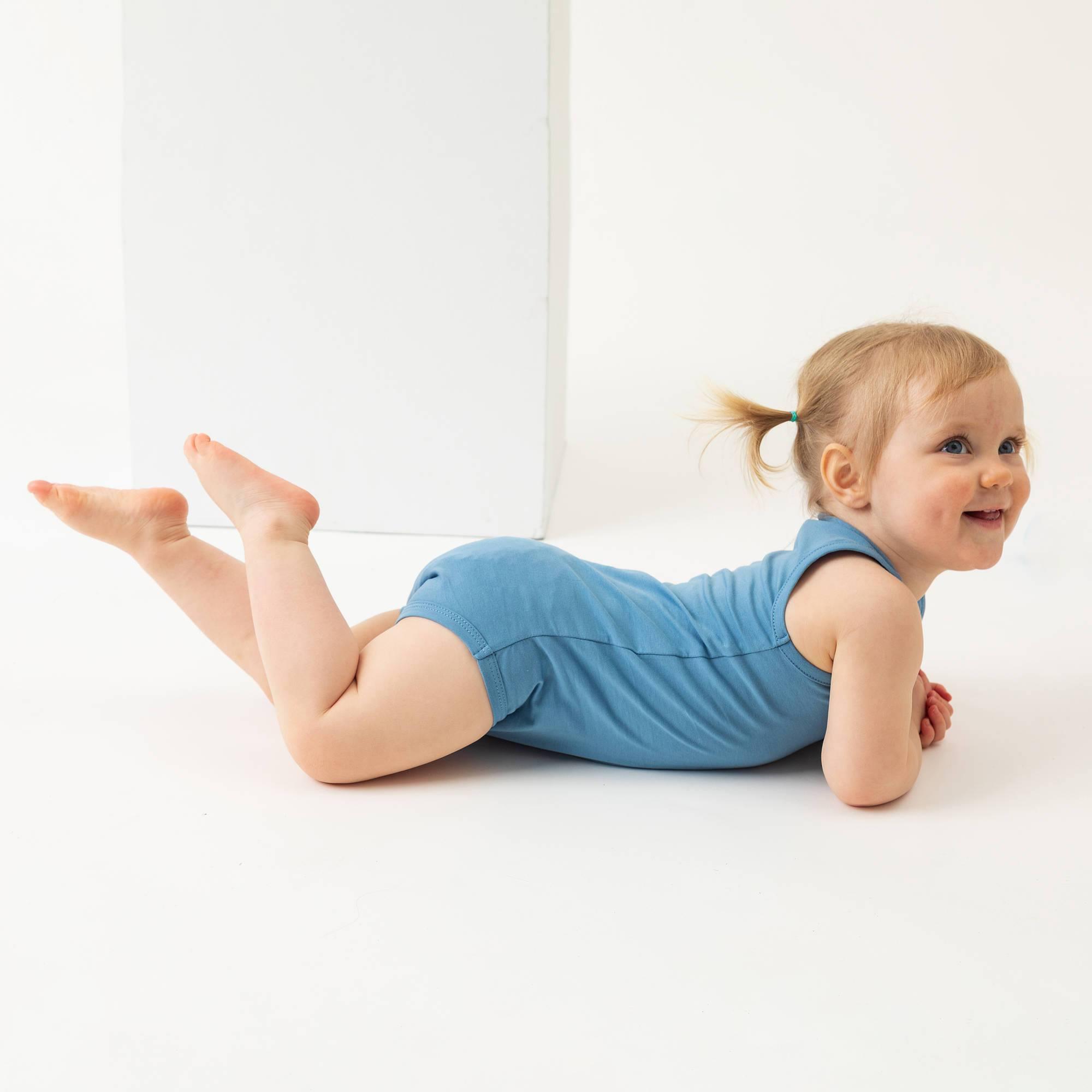 Sky blue sleveless bodysuit