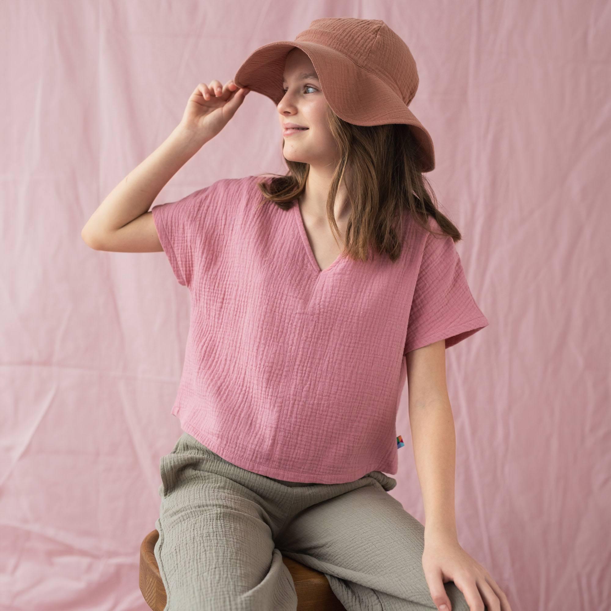 Caramel muslin brimmed hat