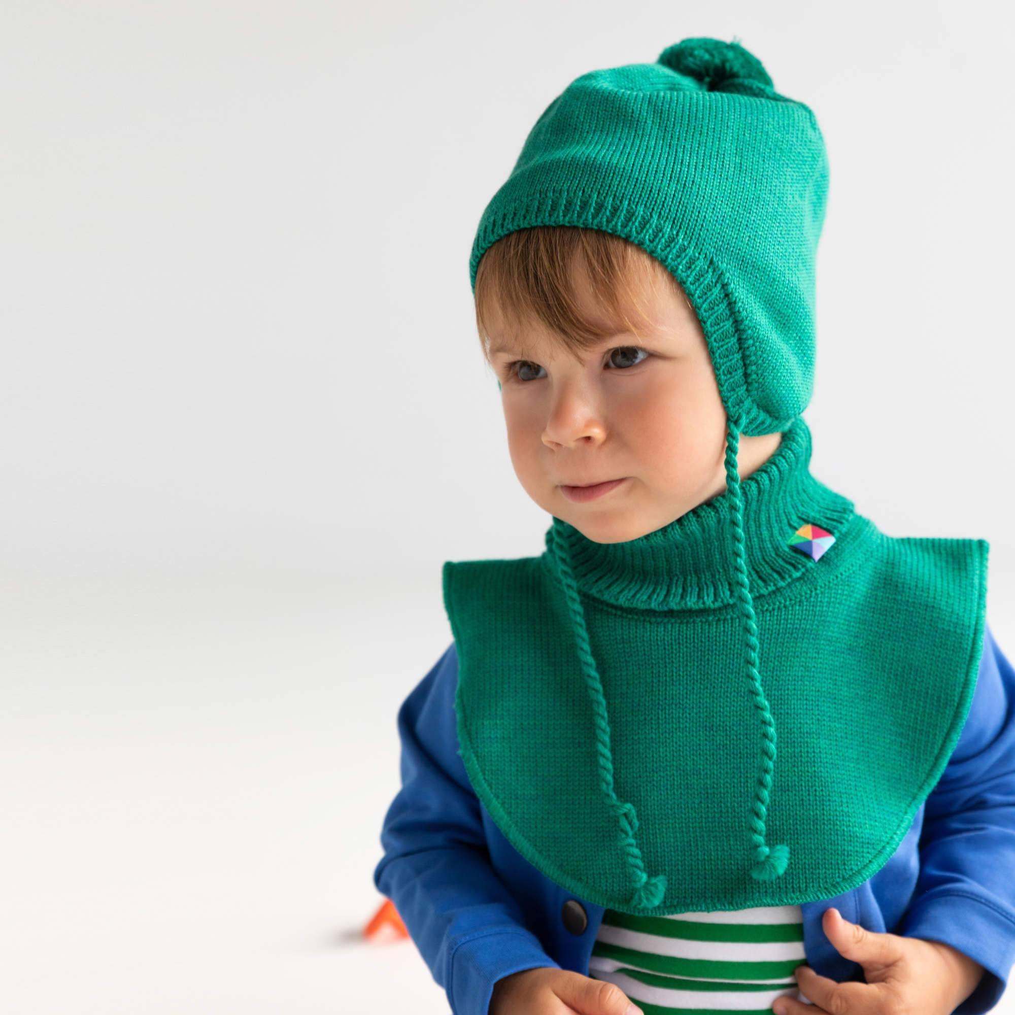 Green merino wool neck warmer Baby