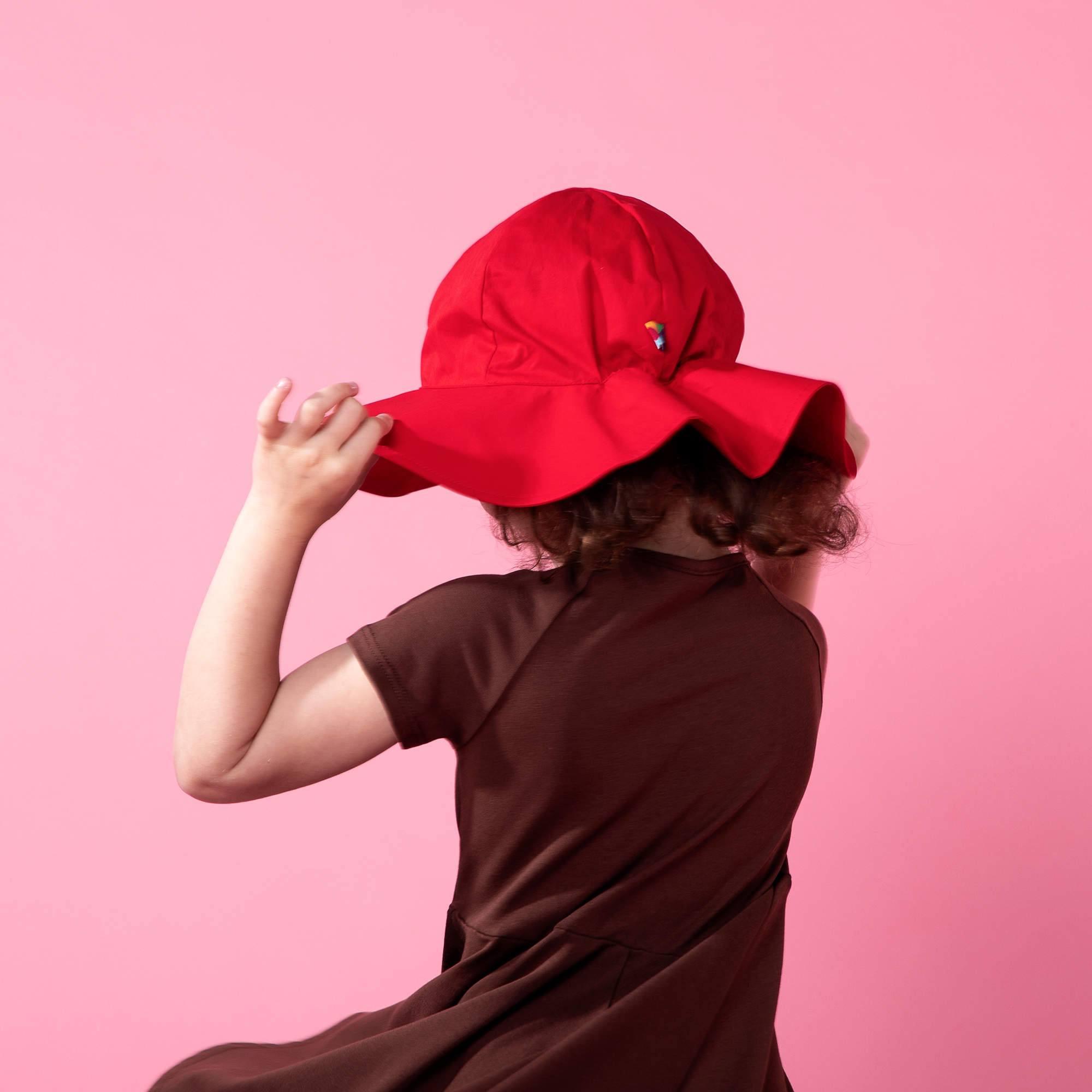 Red brimmed hat