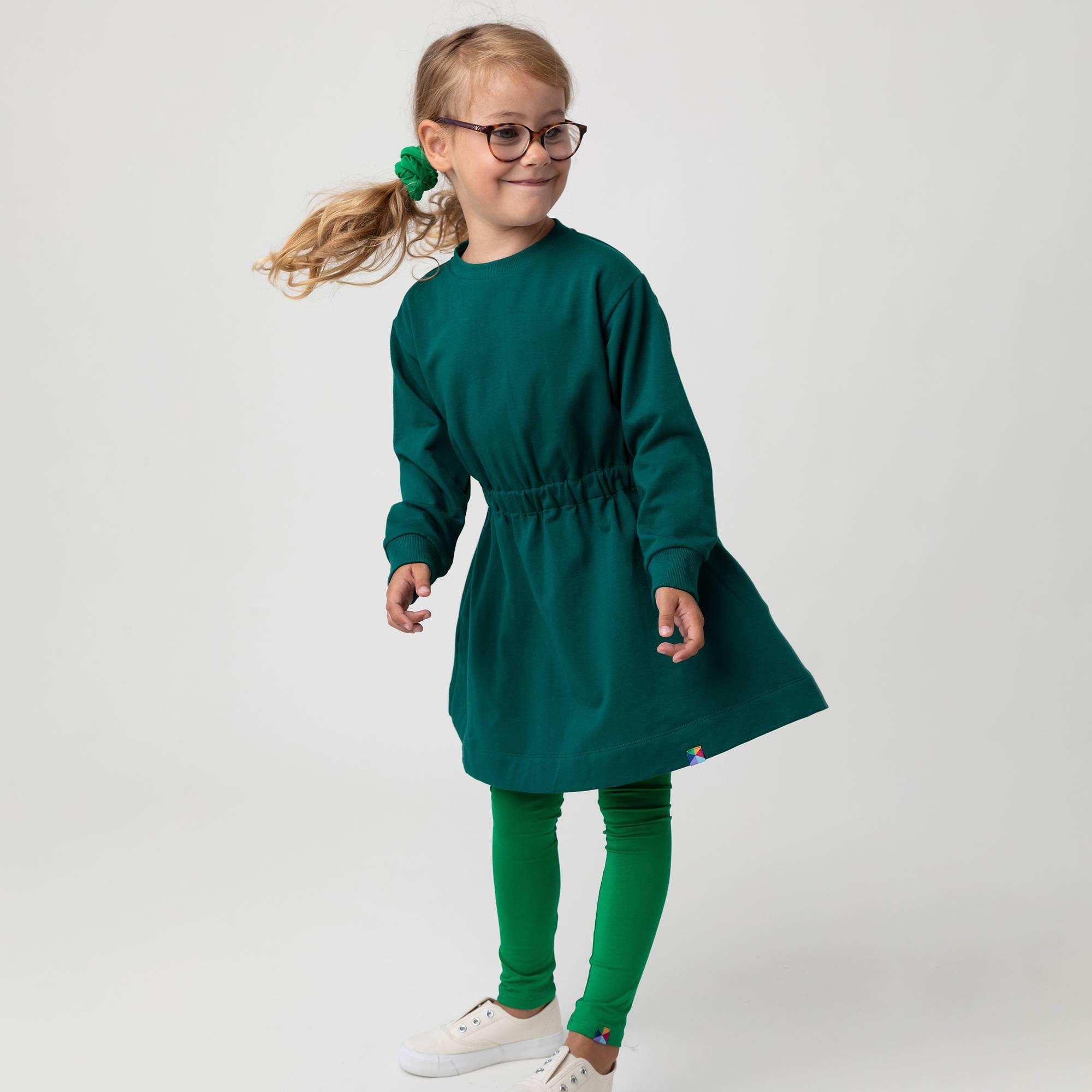 Bottle-green fleece longsleeve dress