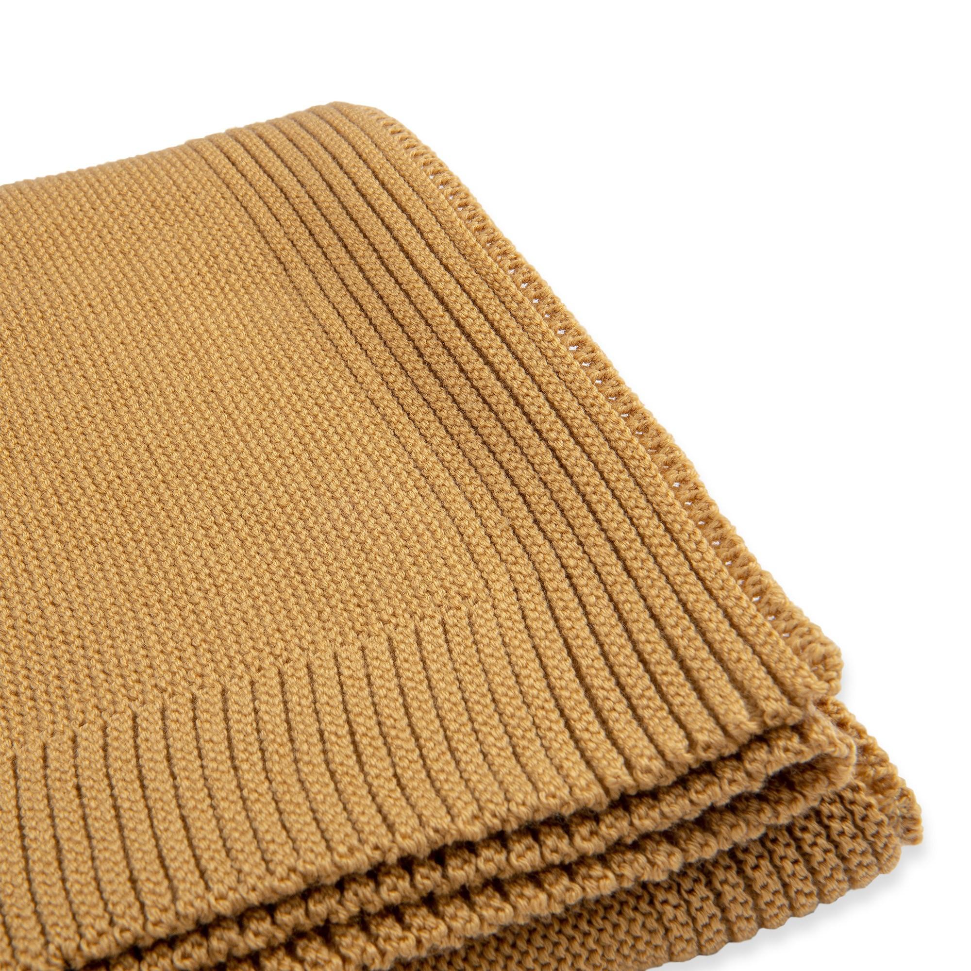 Mustard merino wool knitted blanket